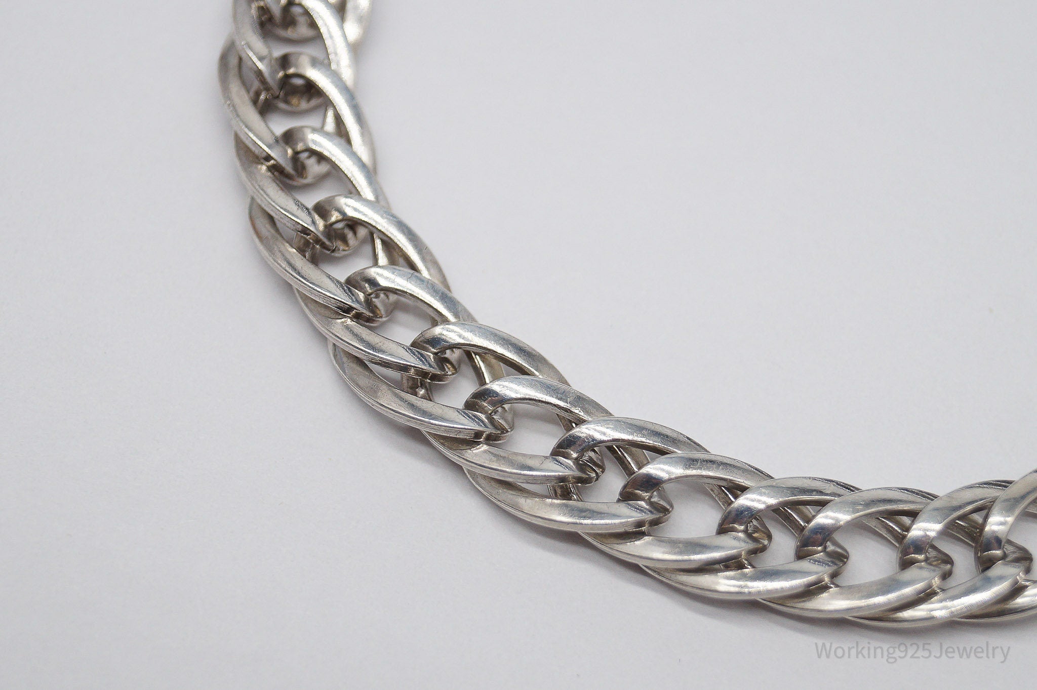 Vintage JB Mid Century Sterling Silver Chain Bracelet - 7.5"