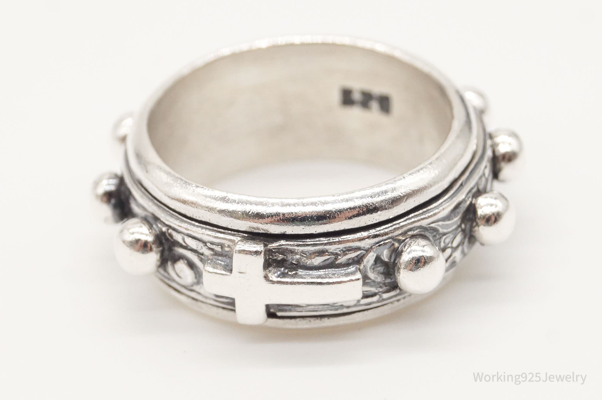 Vintage Cross Sterling Silver Spinner Ring - Size 5.5