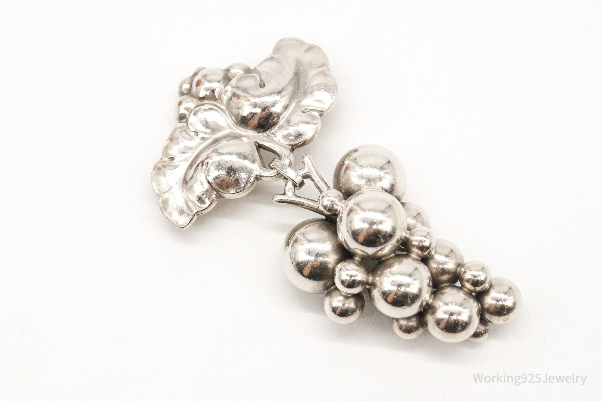 1920s Georg Jensen Moonlight Grapes 217B Sterling Silver Brooch Pin