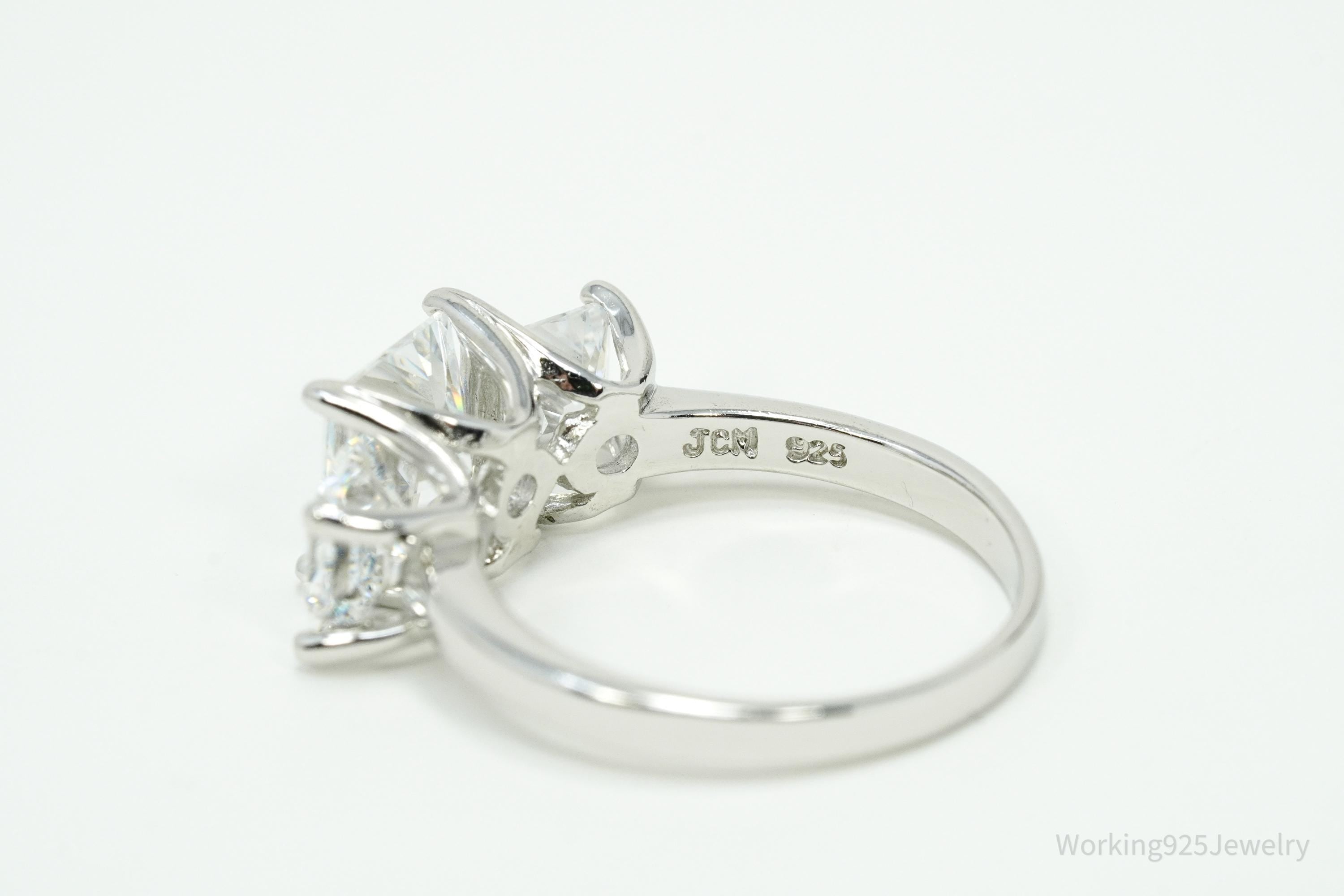 Vintage JCM White Diamonique Cubic Zirconia Sterling Silver Ring Size 6.25