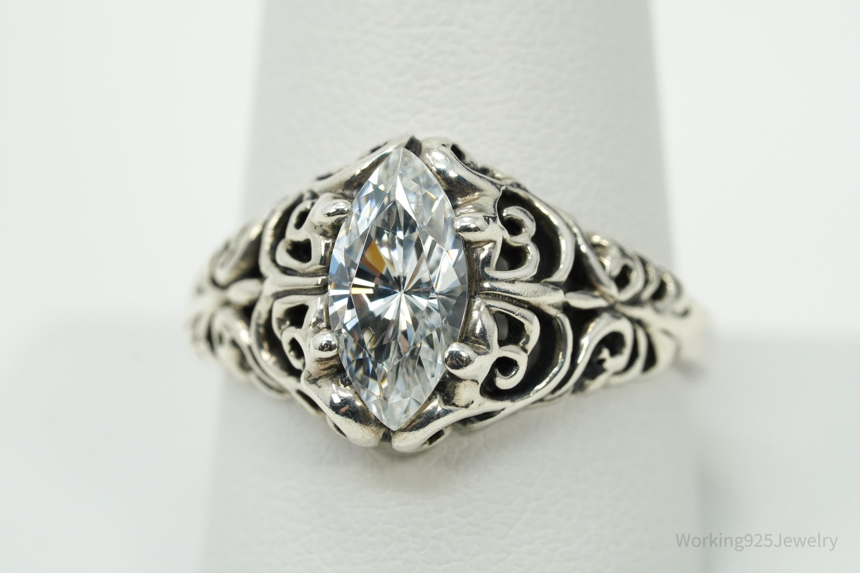 Vintage KABANA Diamonique Cubic Zirconia Sterling Silver Ring - Size 10.25