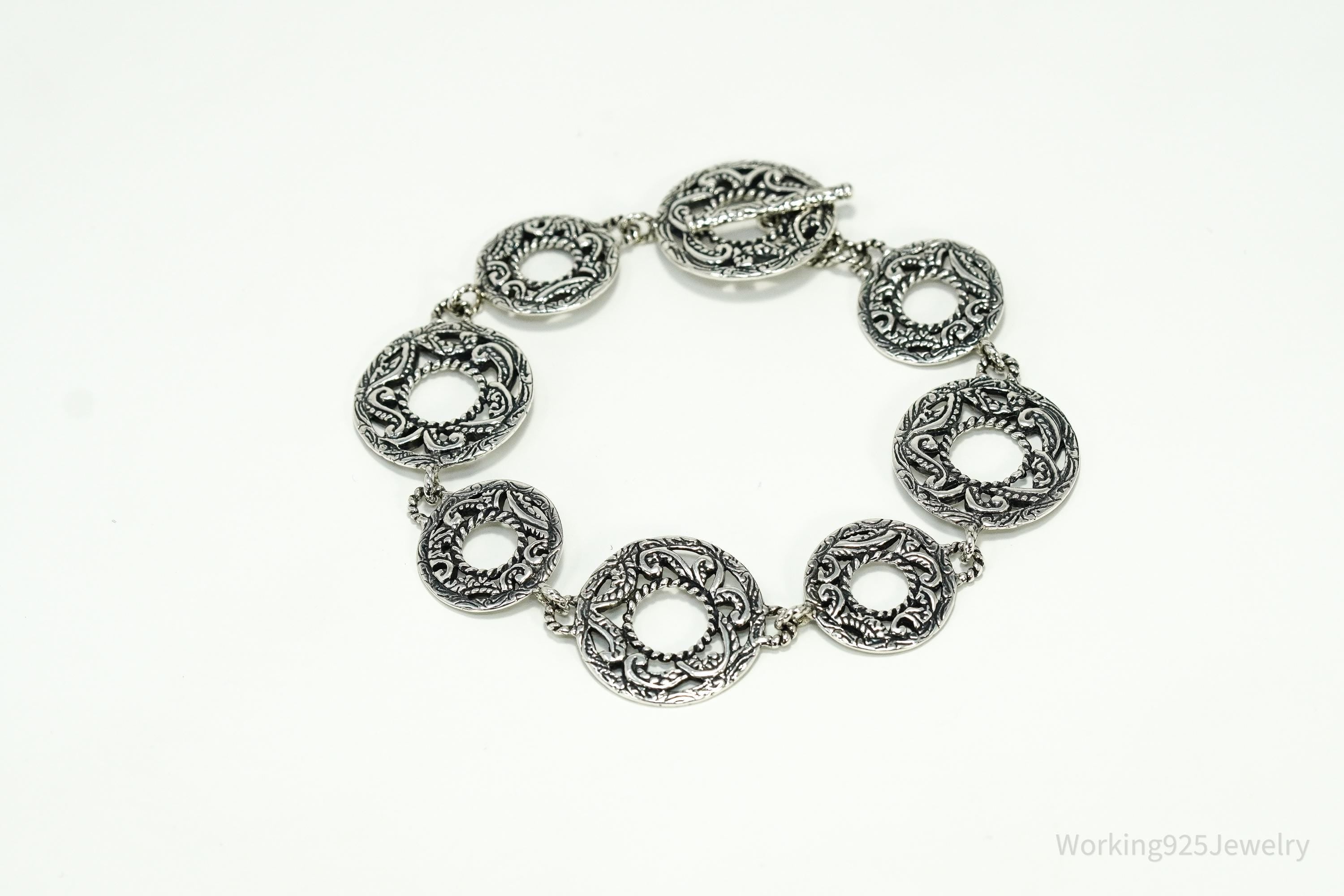 Vintage Native Carolyn Pollack Relios Sterling Silver Bracelet 9"