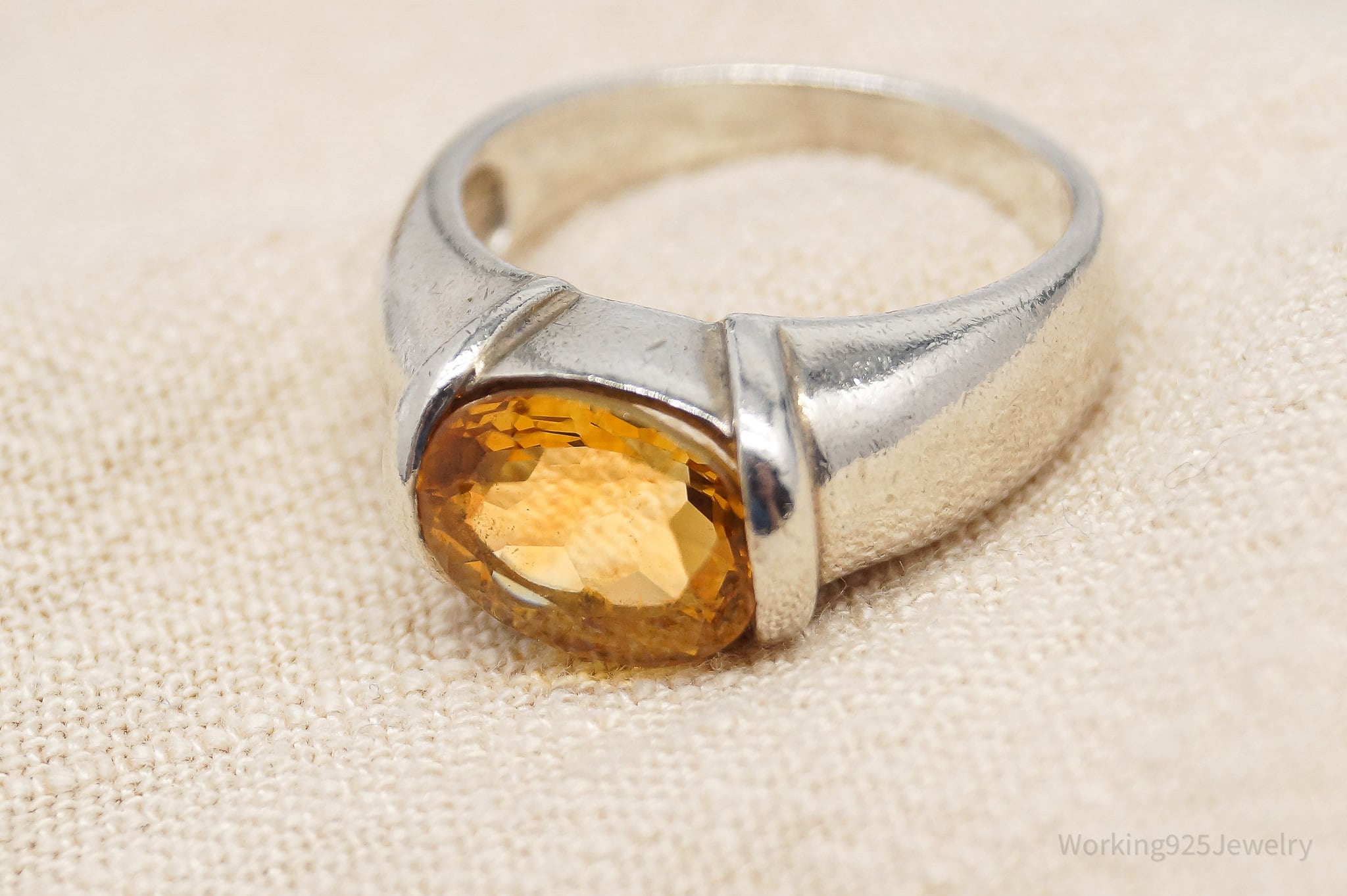 Vintage Native Designer Carolyn Pollack Citrine Sterling Silver Ring - Size 7