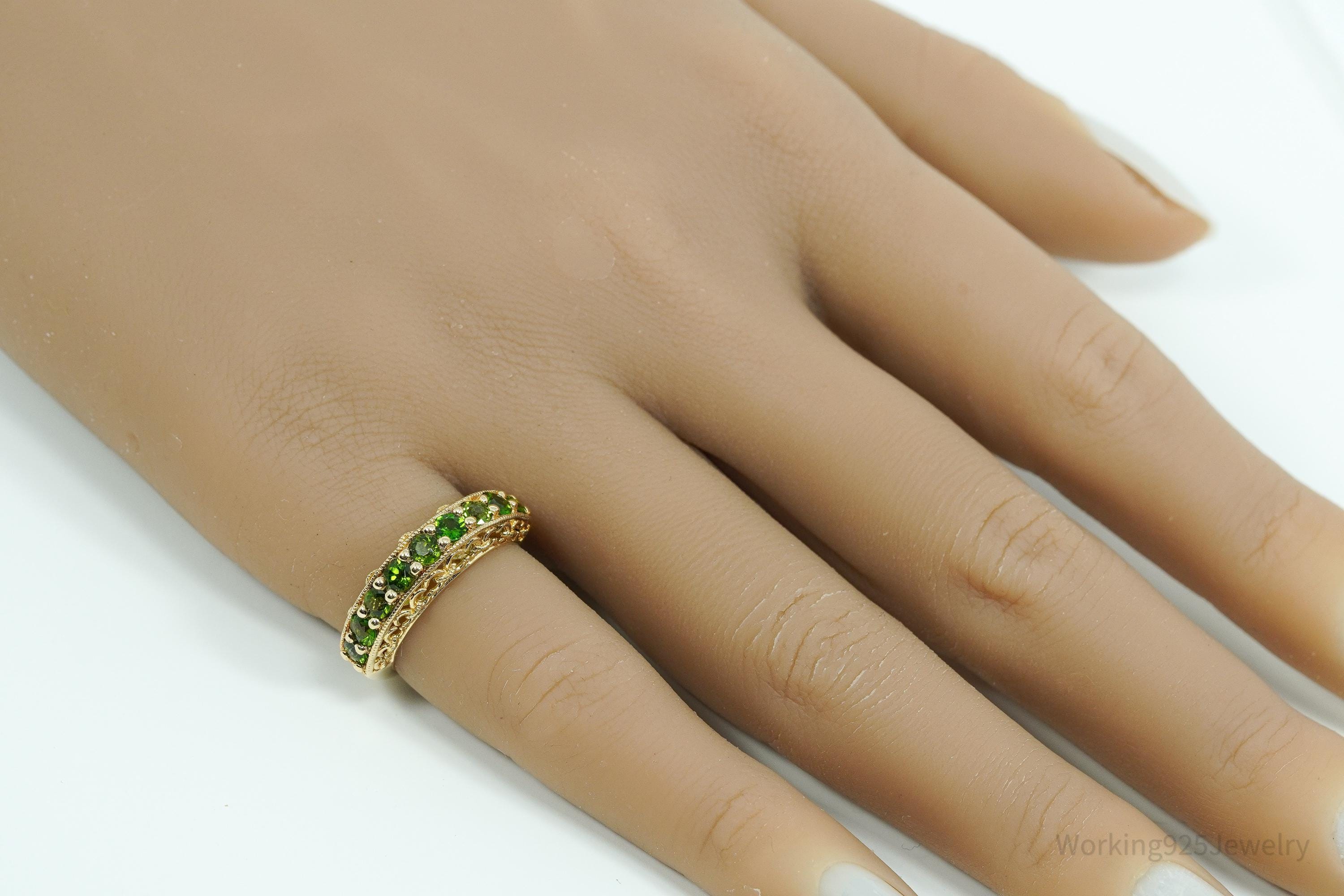 Pinctore Green Chrome Diopside Gold Over Sterling Silver Ring - Size 5