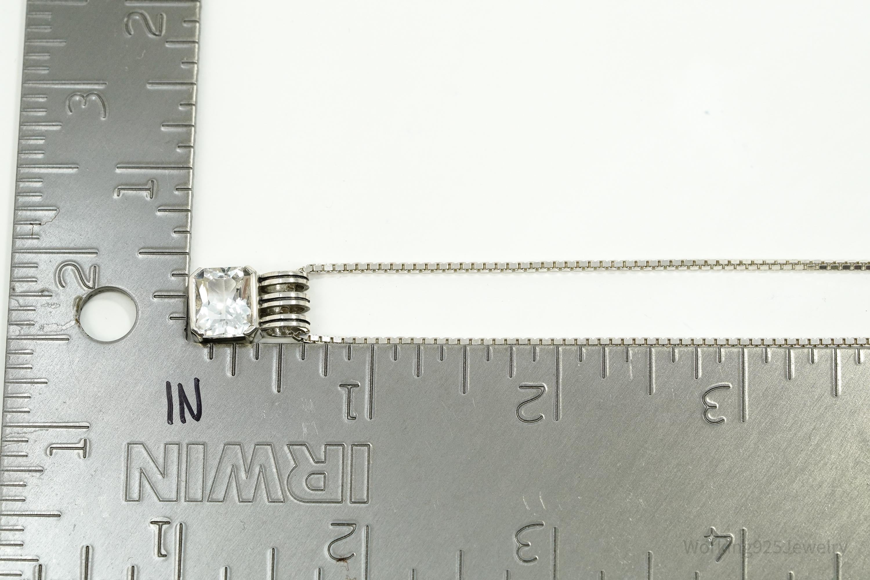 Vintage White Sapphire Sterling Silver Necklace 18"