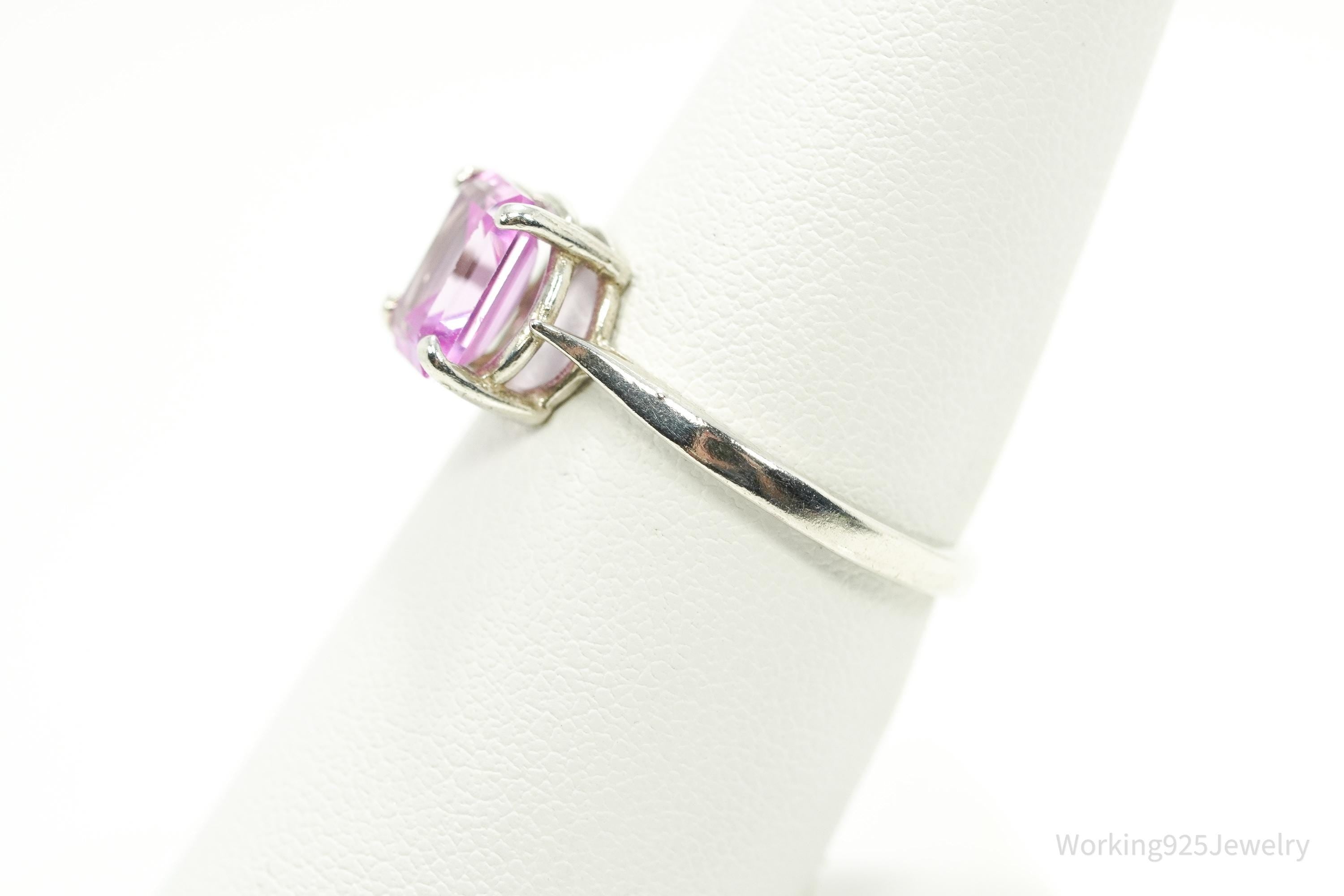 Vintage Pink Sapphire Sterling Silver Ring - Size 8