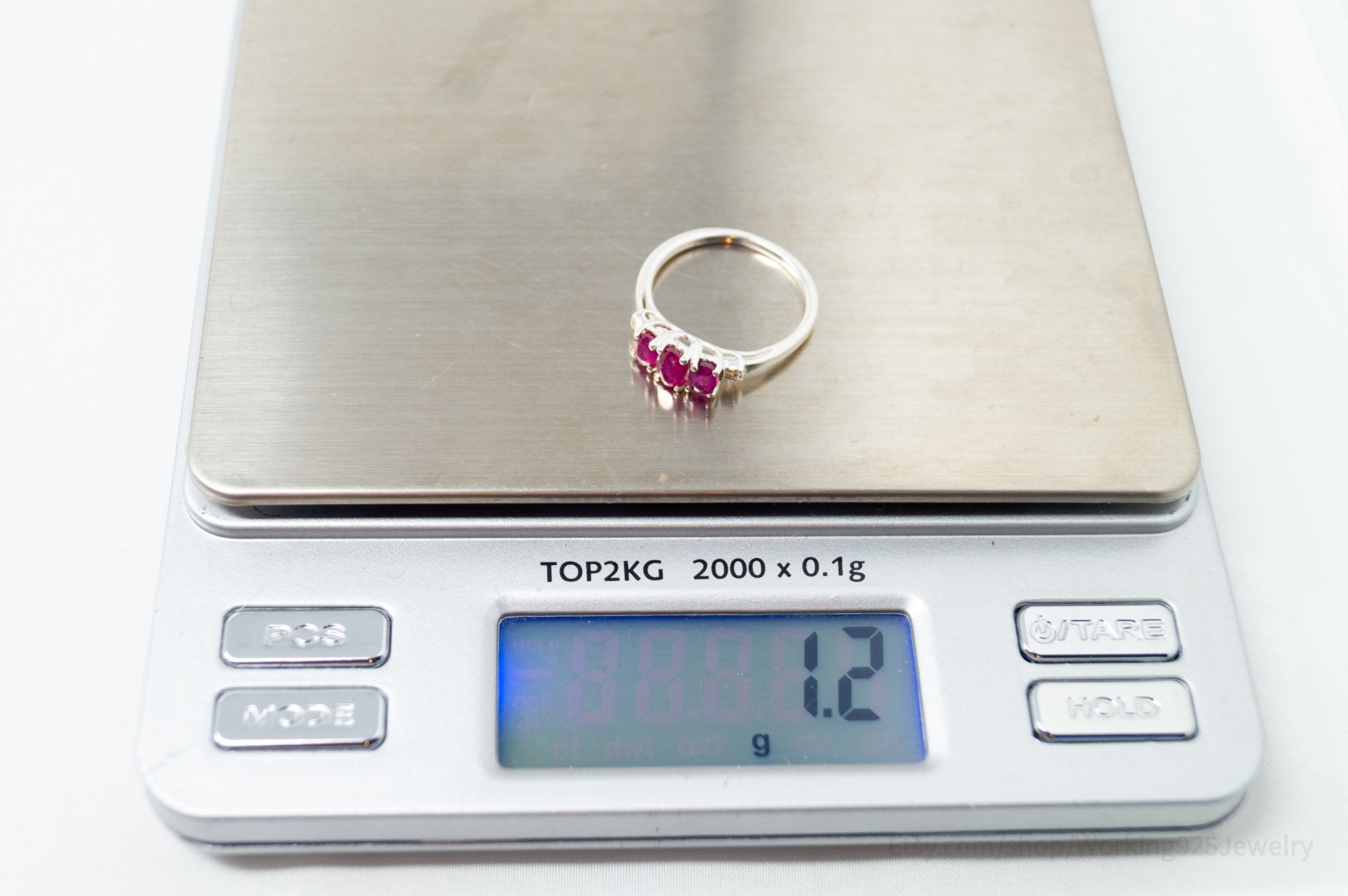 Vintage Art Deco Style Red Ruby Sterling Silver Statement Ring - Size 5