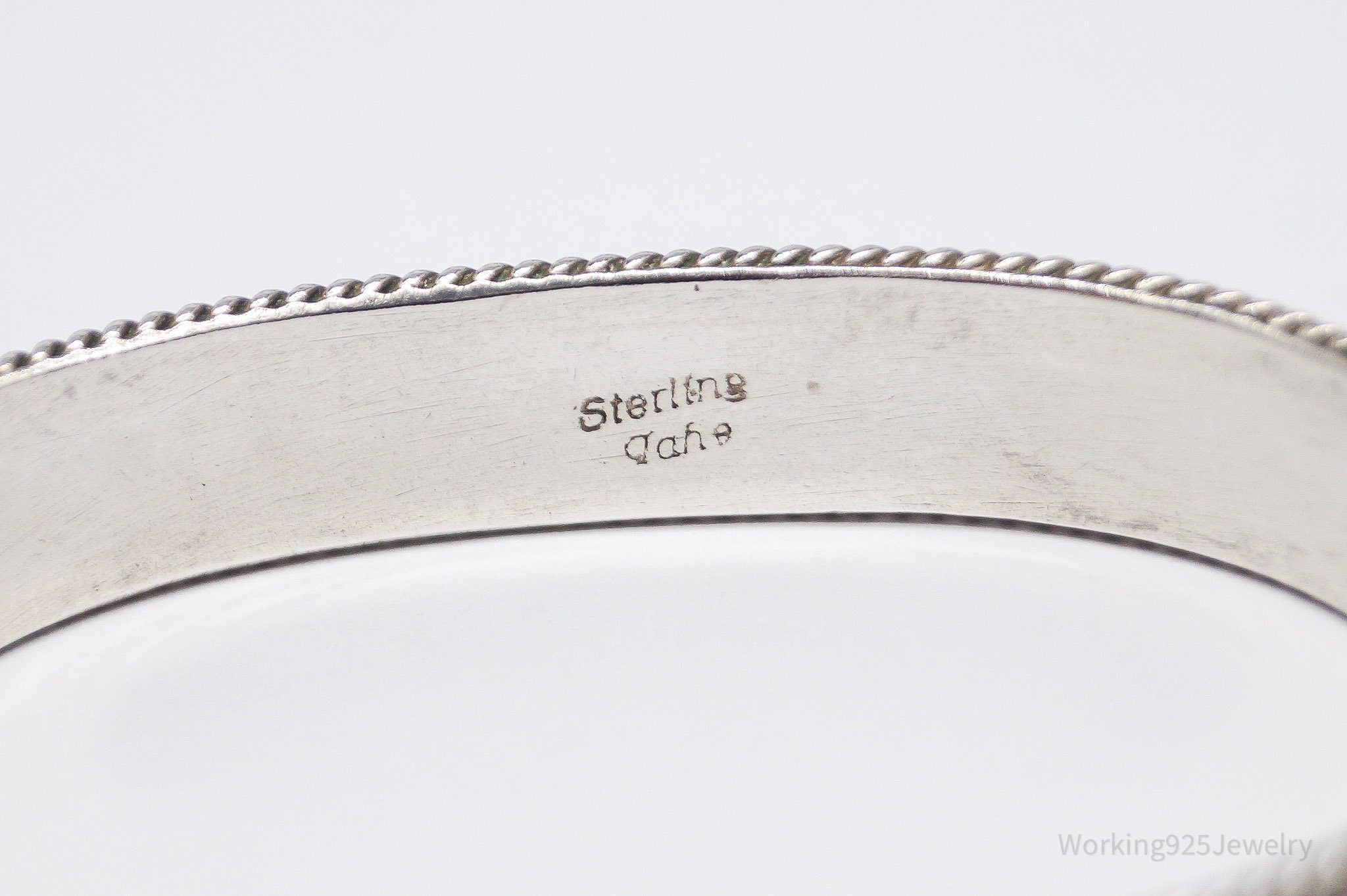 Vintage Native American Tahe Sterling Silver Rope Cable Cuff Bracelet - 6.5"