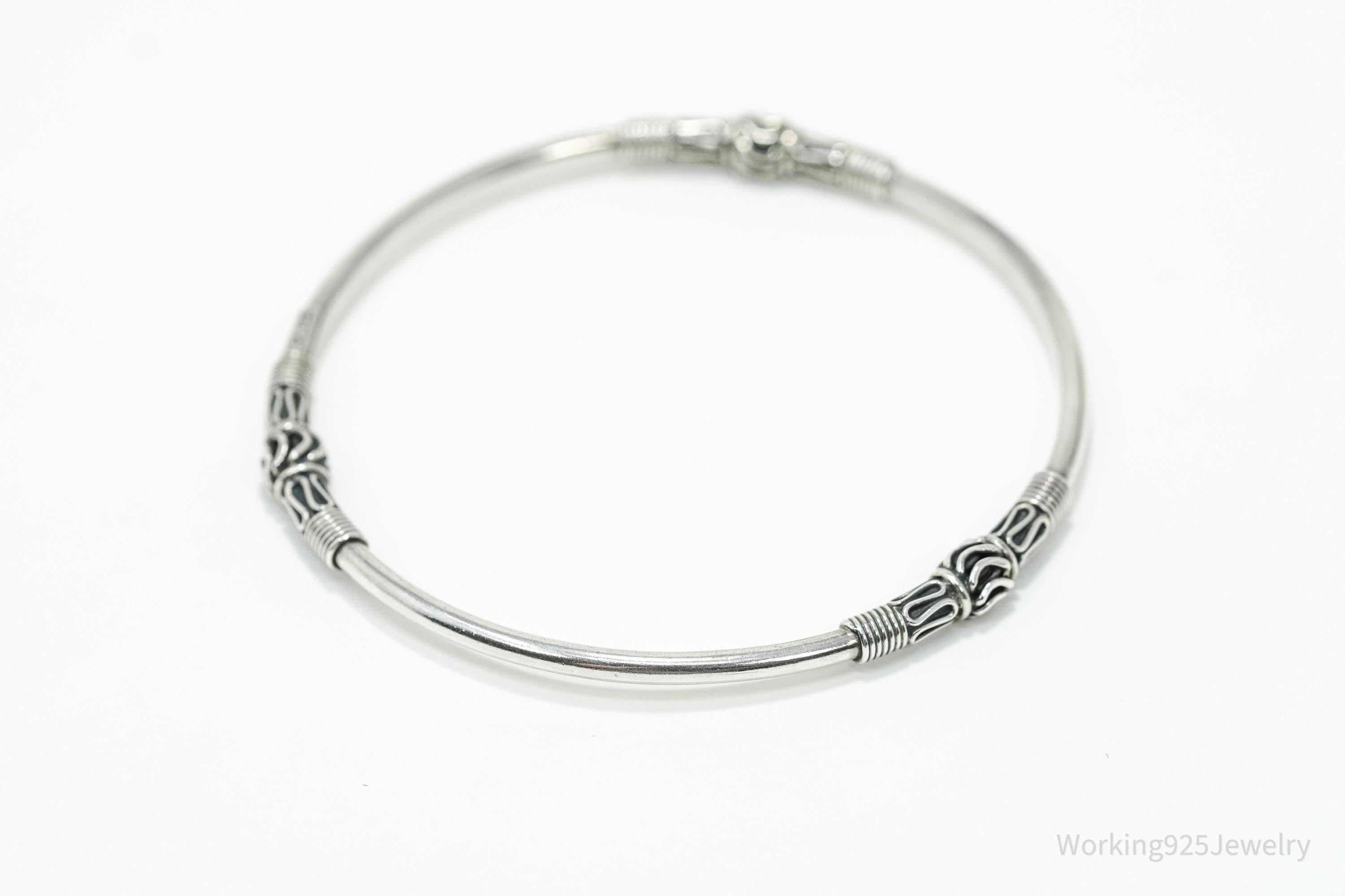 Vintage Designer BA Suarti Sterling Silver Bangle Bracelet 7 7/8"