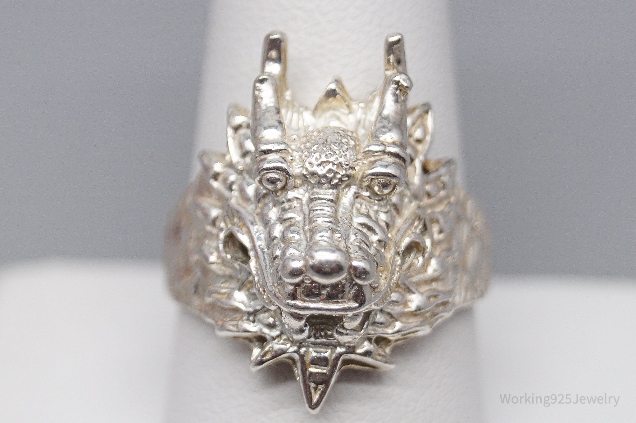 Vintage Dragon Head 999 Silver Ring - Size 10