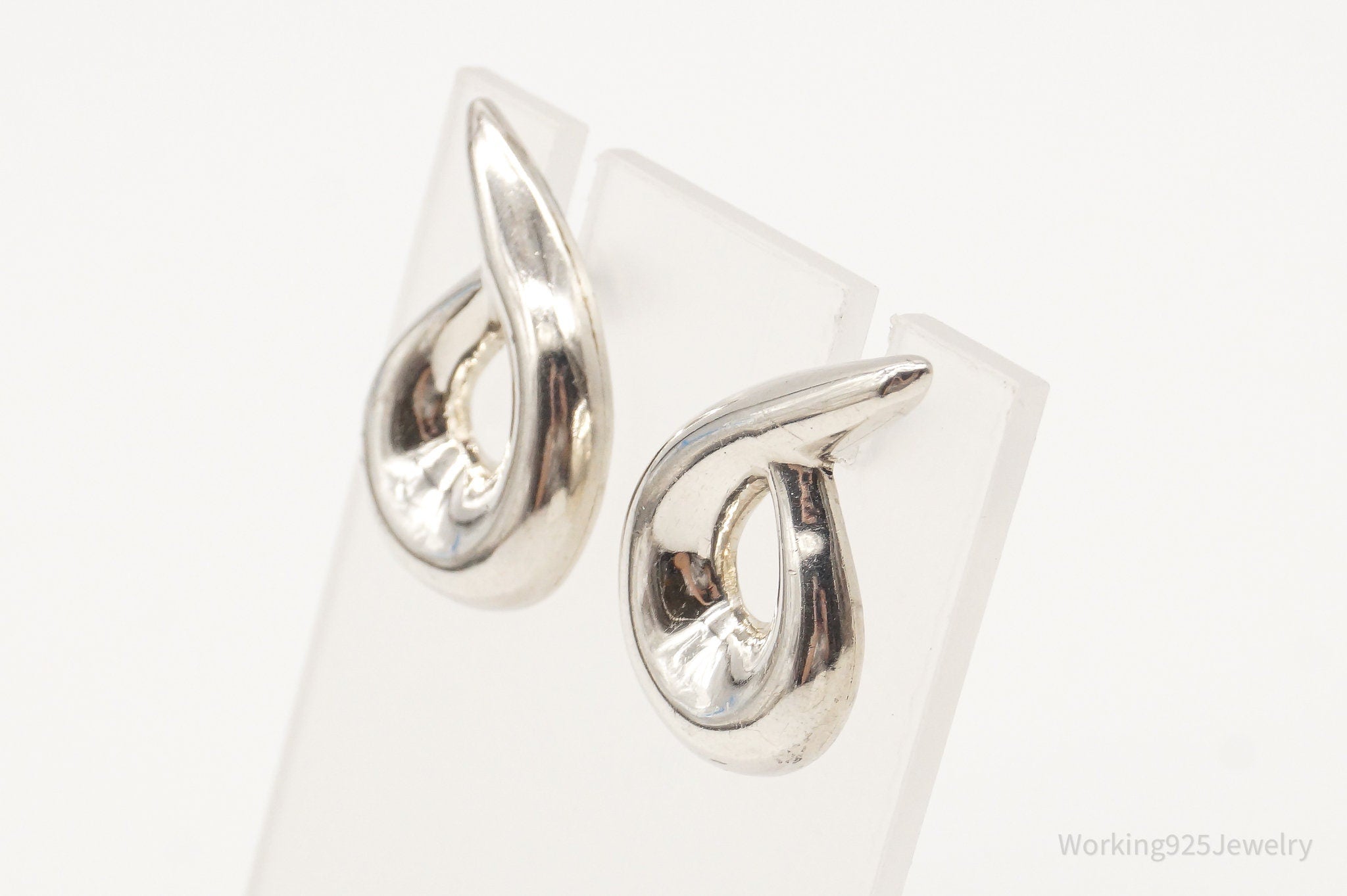 Vintage Mexico Modernist Sterling Silver Earrings