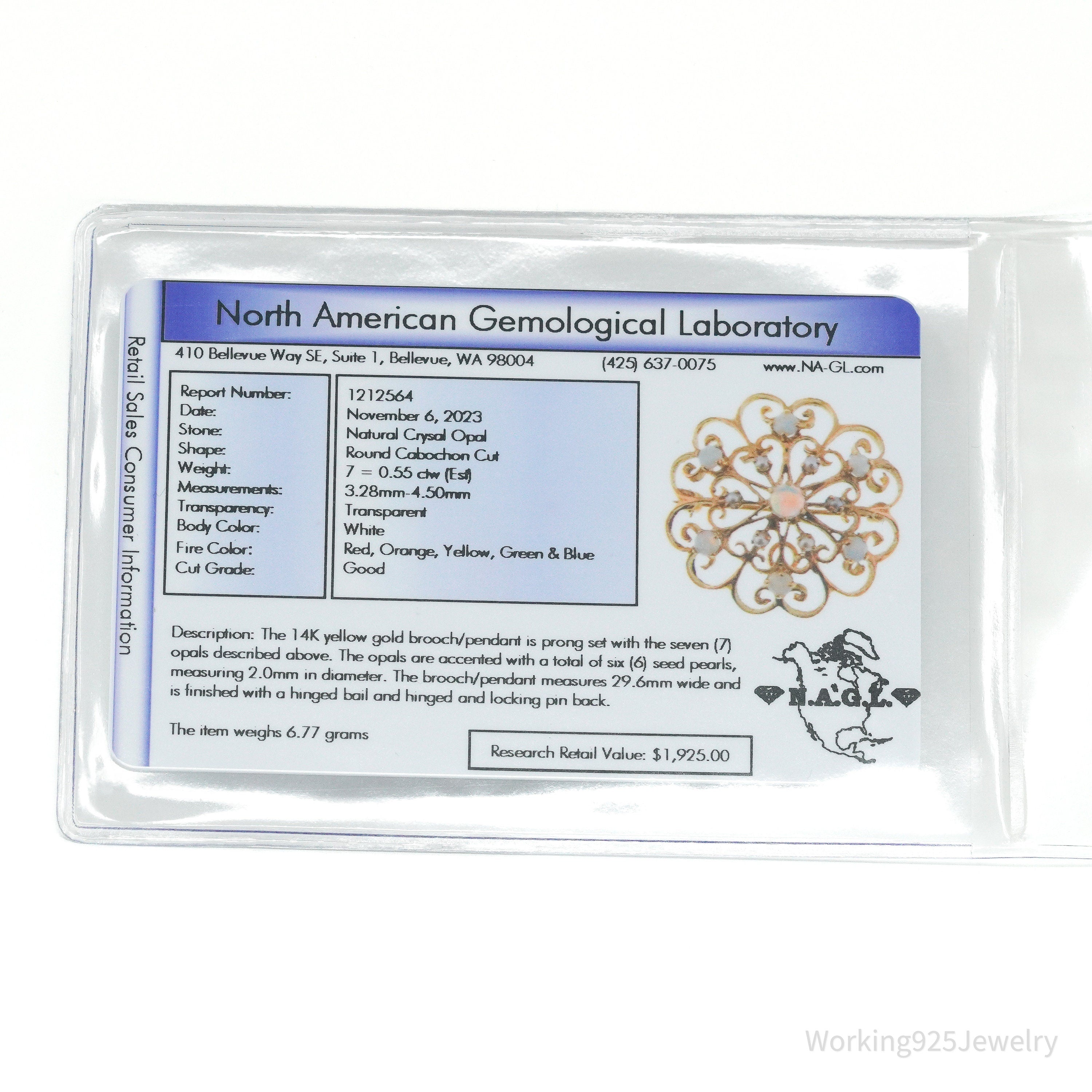 Antique 14K Yellow Gold Opal & Pearl Brooch Pin Pendant