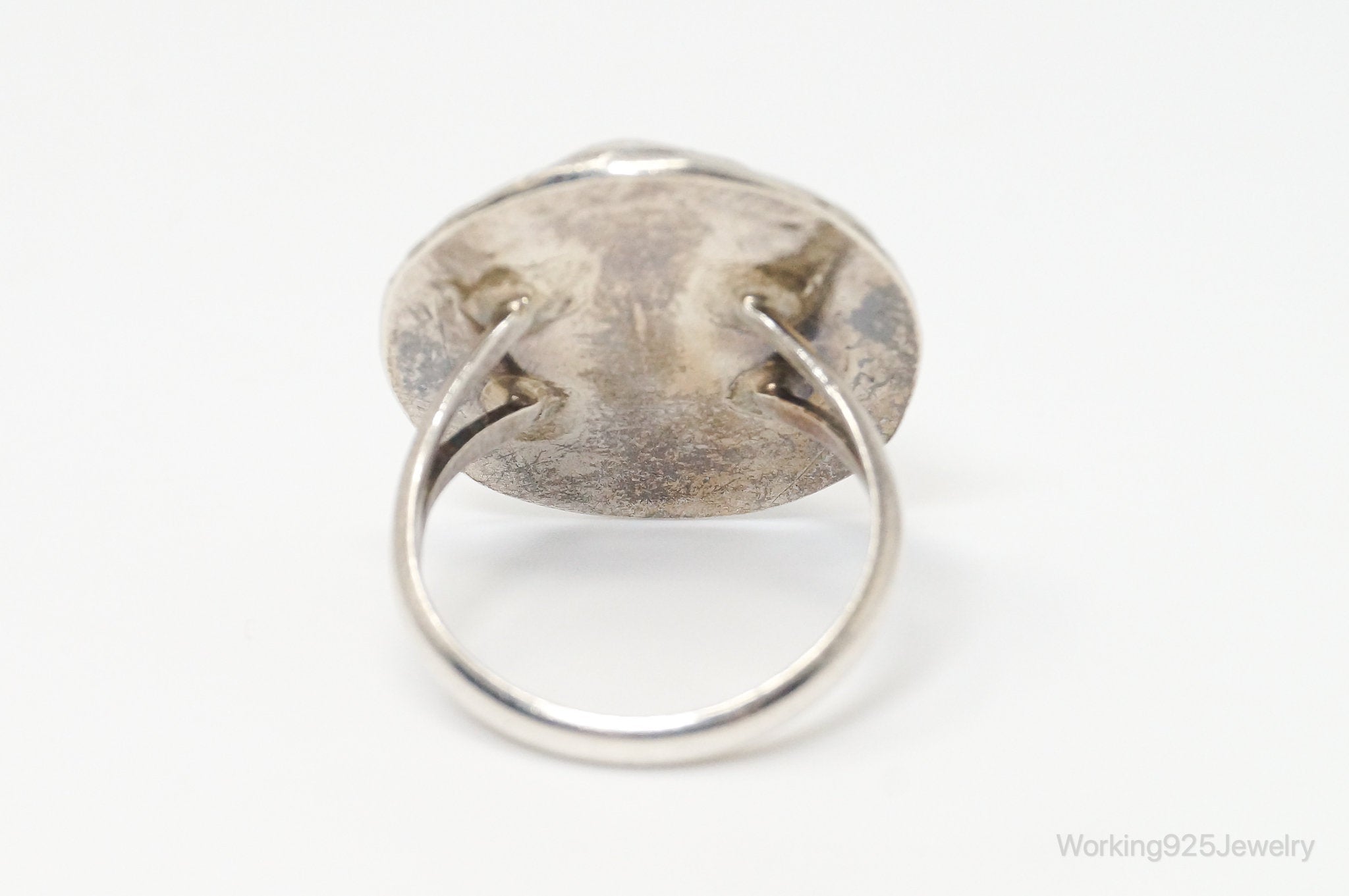 Vintage Native American Blue Turquoise Unsigned Sterling Silver Ring - Sz 8.25