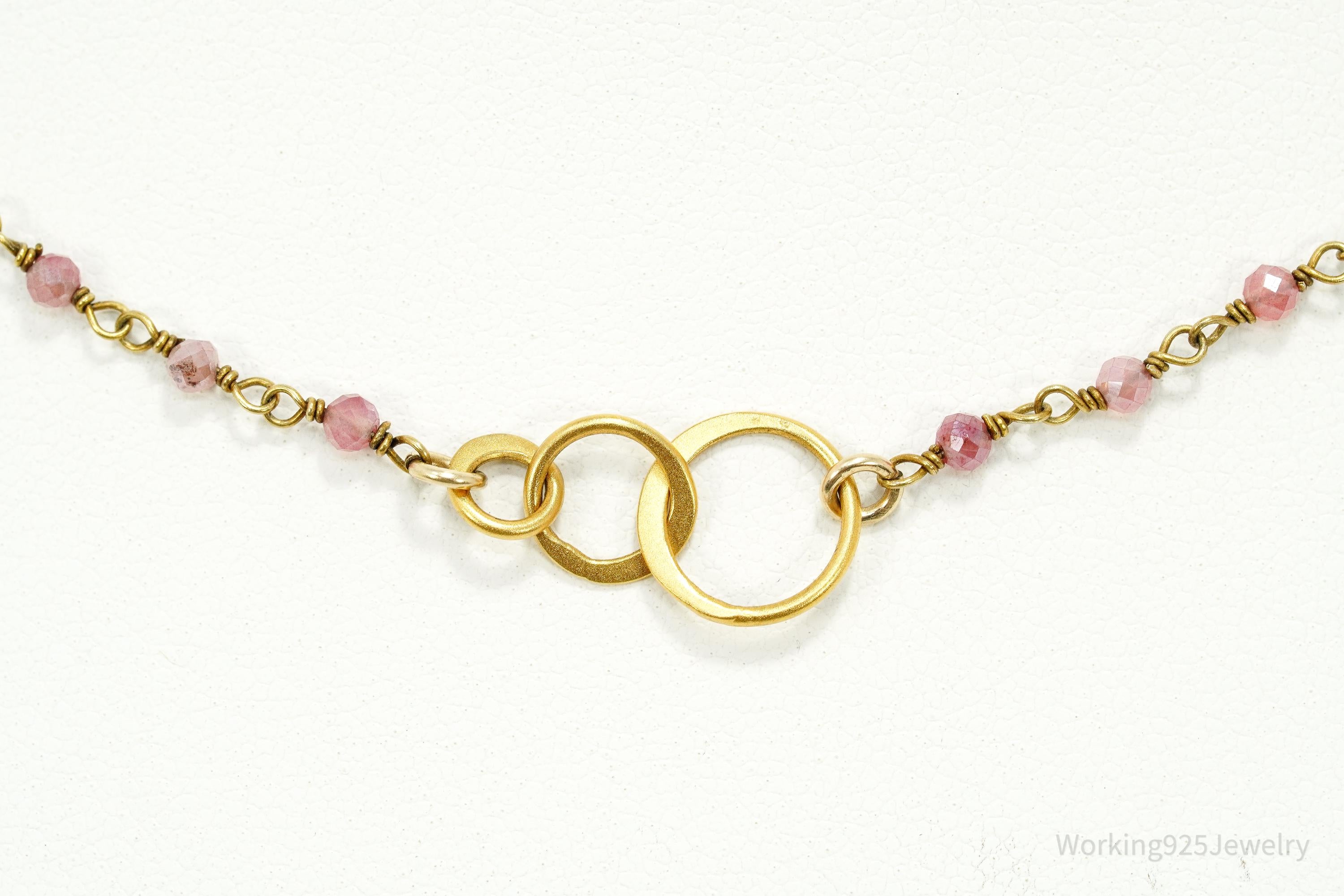 Vintage Pink Tourmaline 14K Yellow Gold Filled Necklace 19"