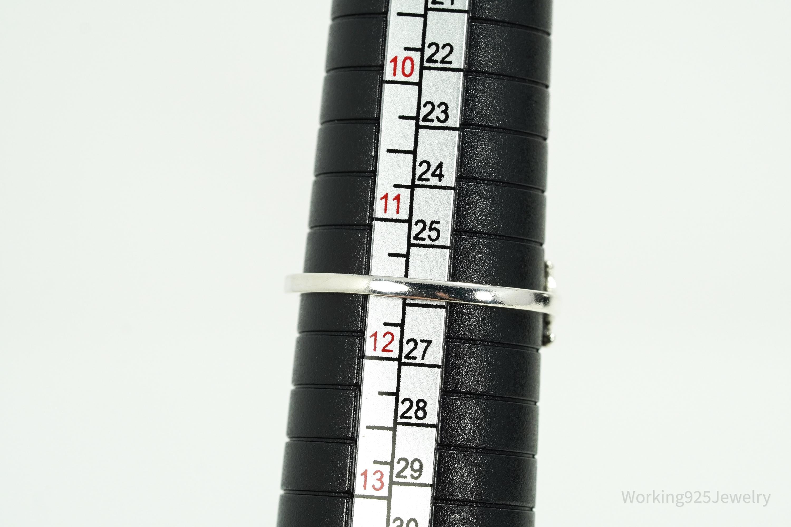 Vintage Faux Glass Blue Topaz Sterling Silver Plated Ring - Size 11.5