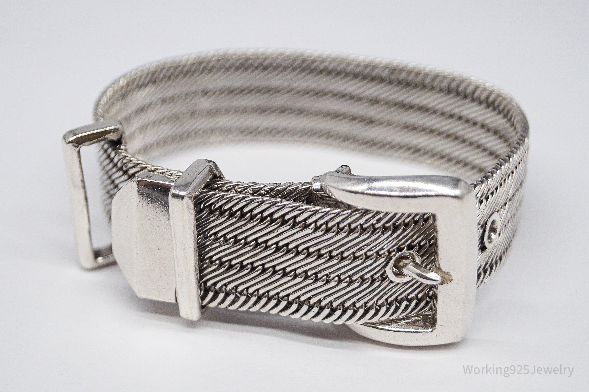 Vintage Designer Lois Hill Buckle Sterling Silver Bracelet - 6 3/8"