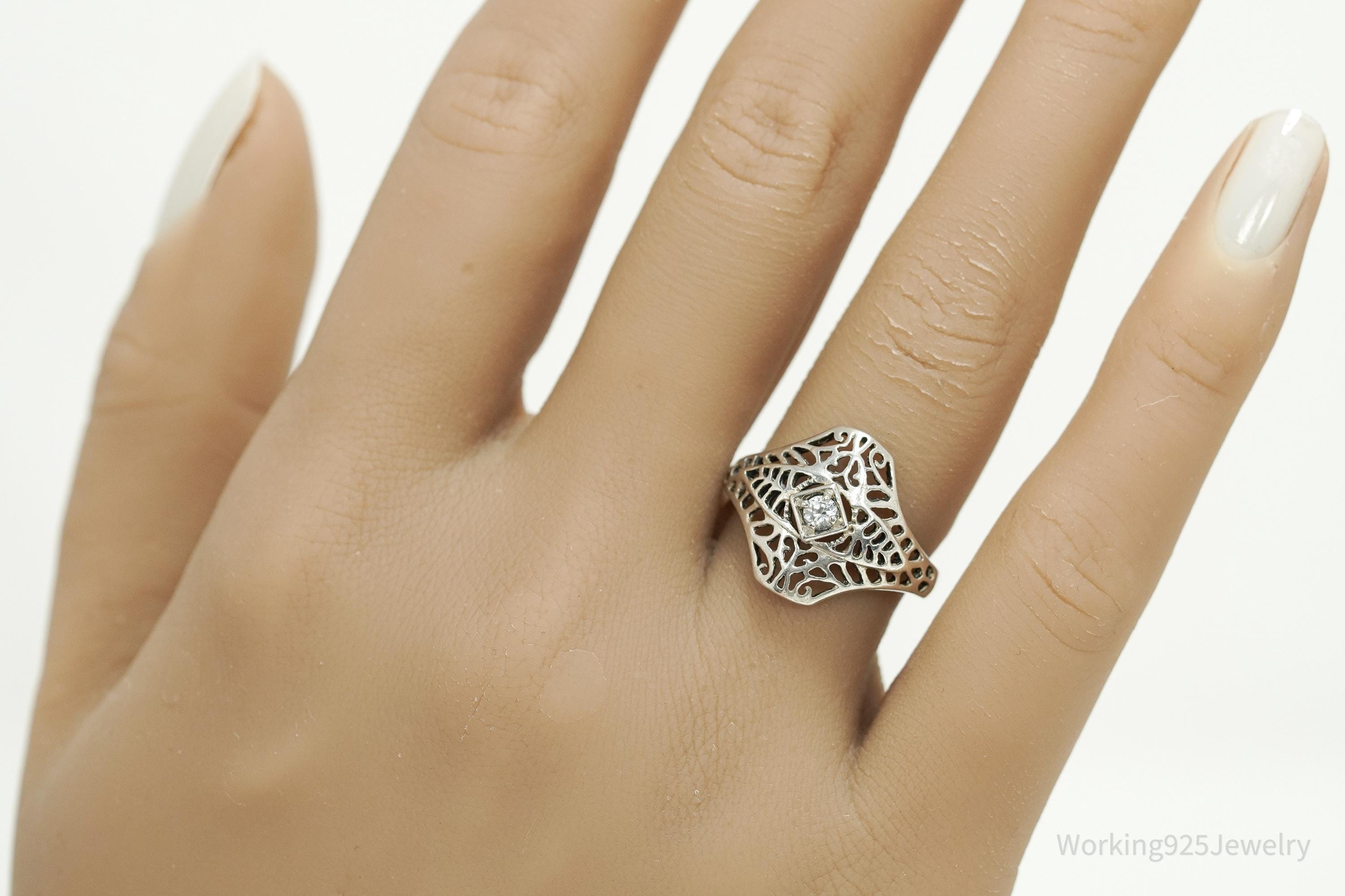 Vintage Avon Cubic Zirconia Sterling Silver Ring - Size 7