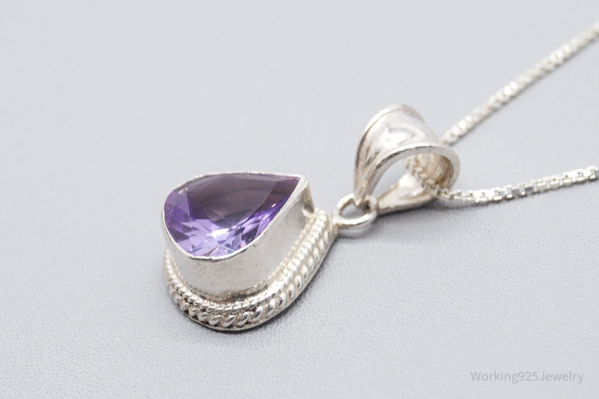 Vintage Amethyst Sterling Silver Necklace 18"