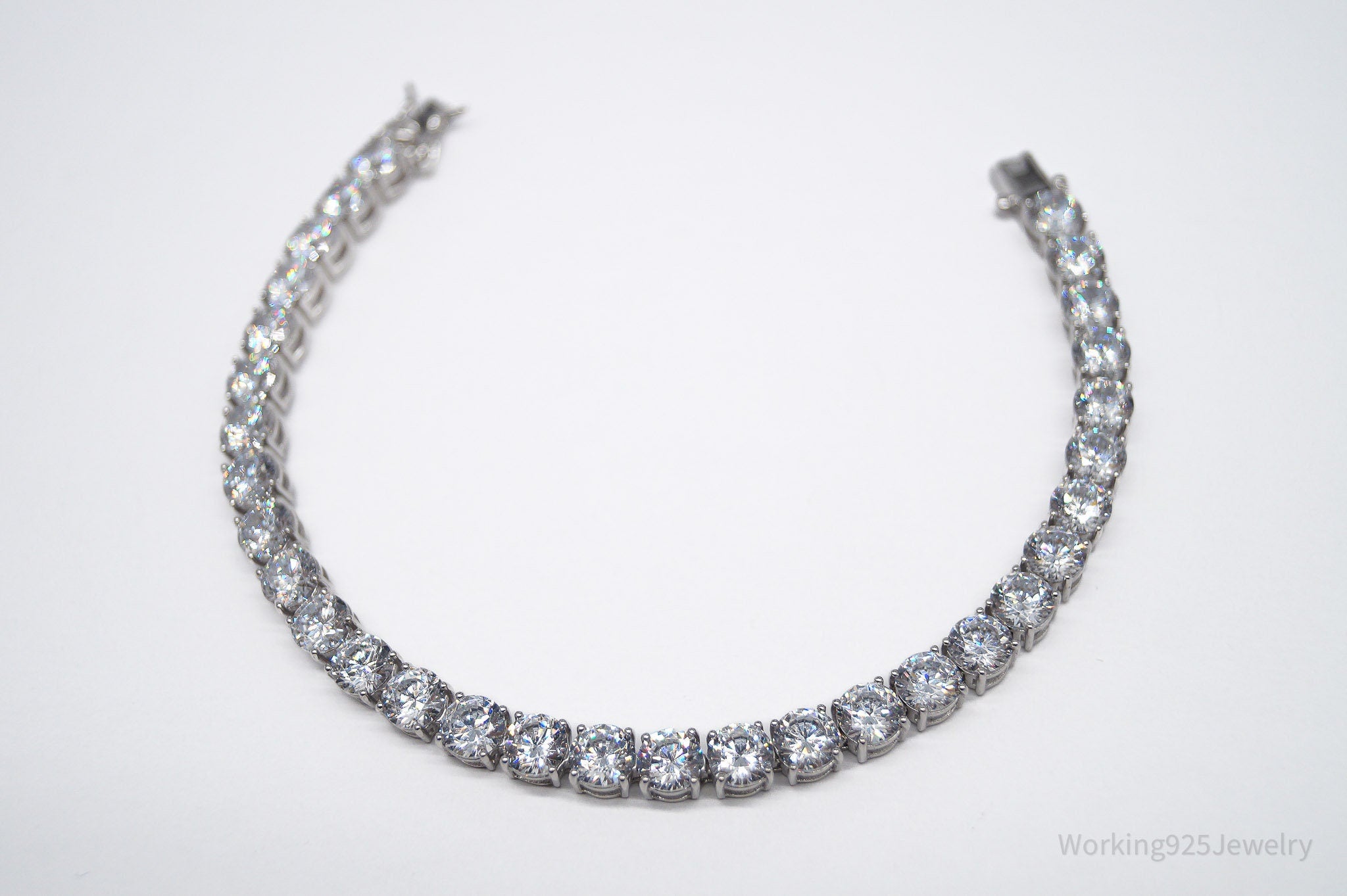 JTVs PAJ Large Cubic Zirconia Sterling Silver Tennis Bracelet - 8 3/8"