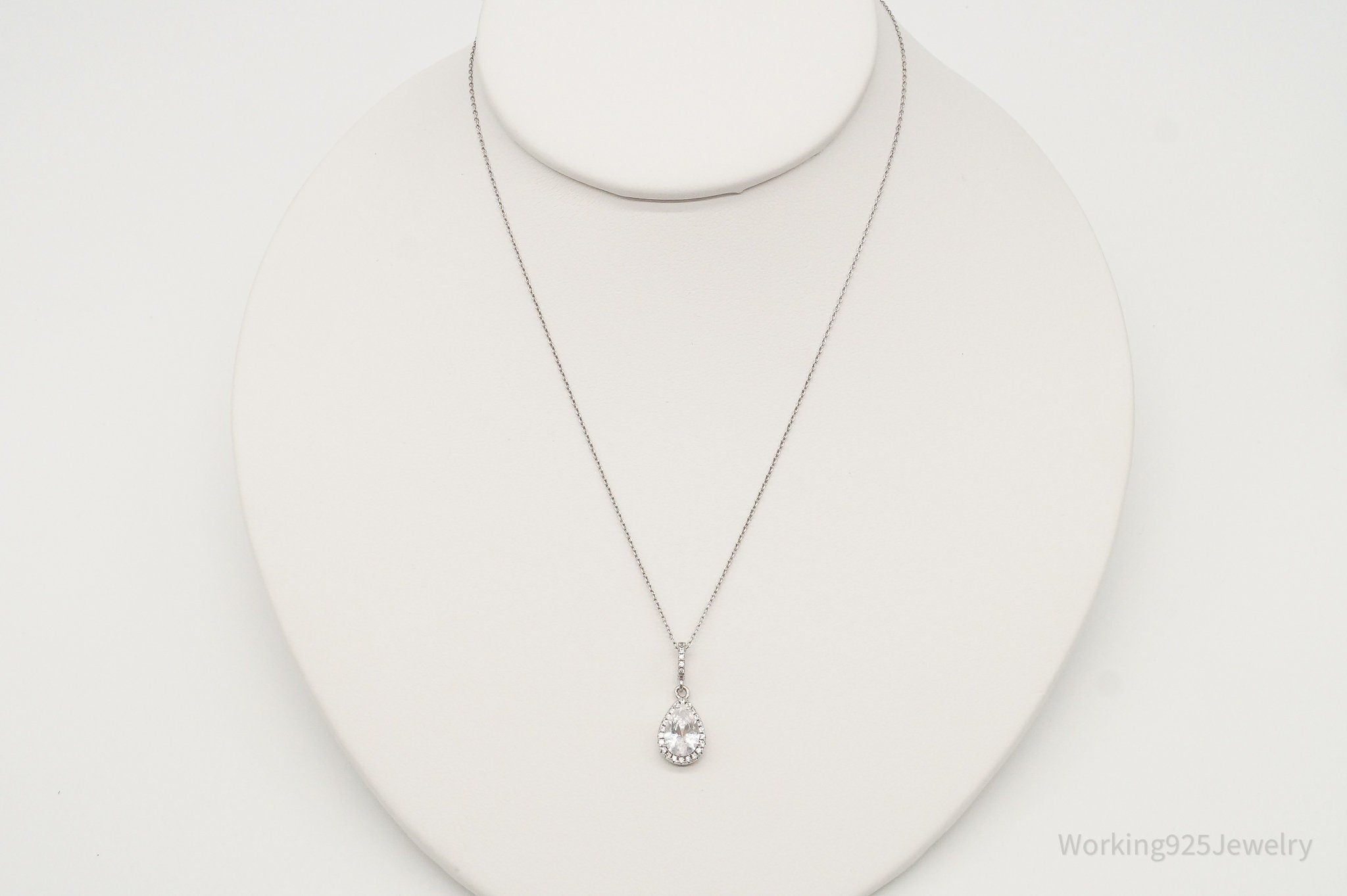 Vintage Designer HDS Large Cubic Zirconia Sterling Silver Necklace