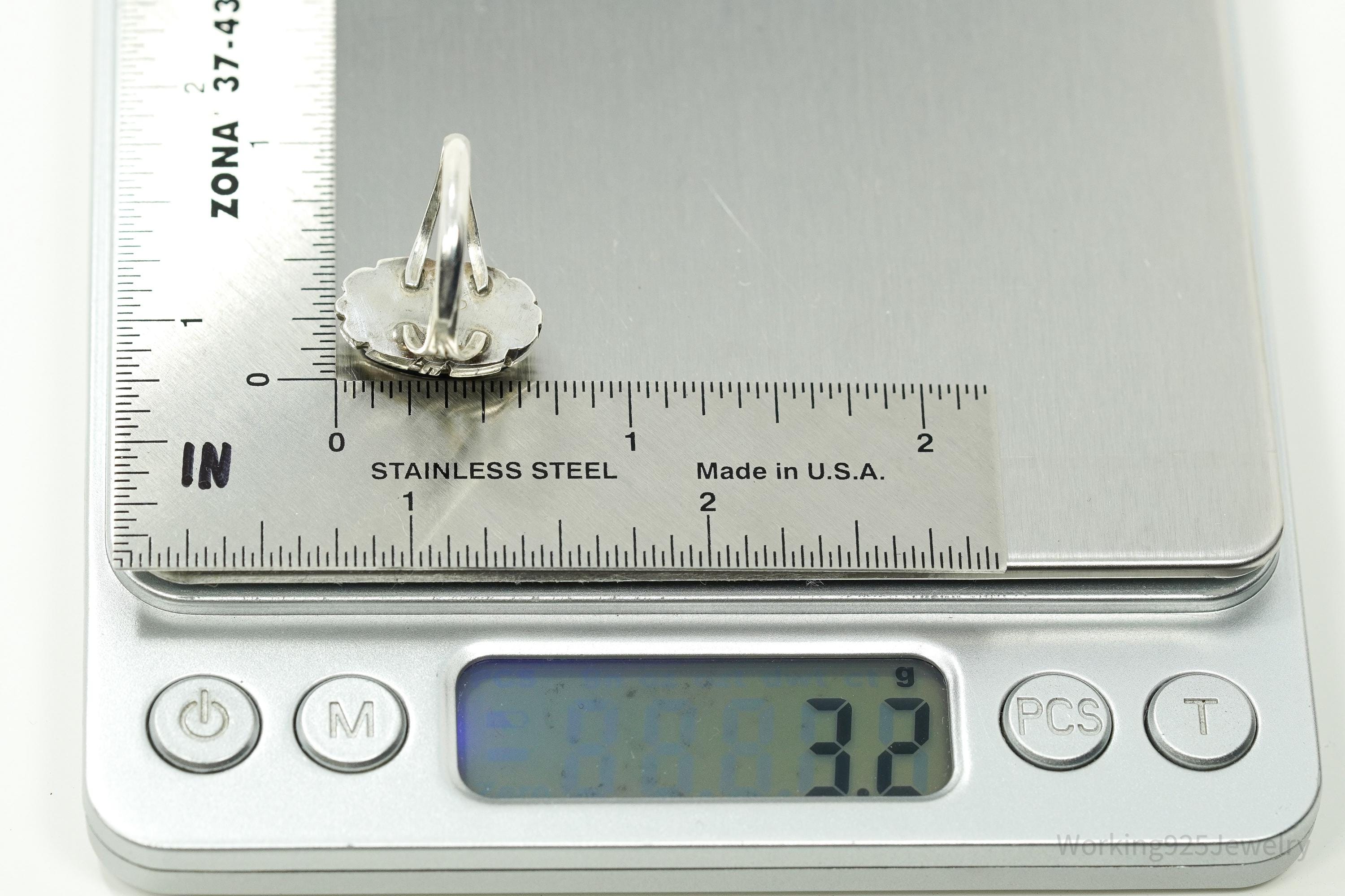 Vintage Handmade Native American Jerry Cowboy Opal Sterling Silver Ring SZ 7