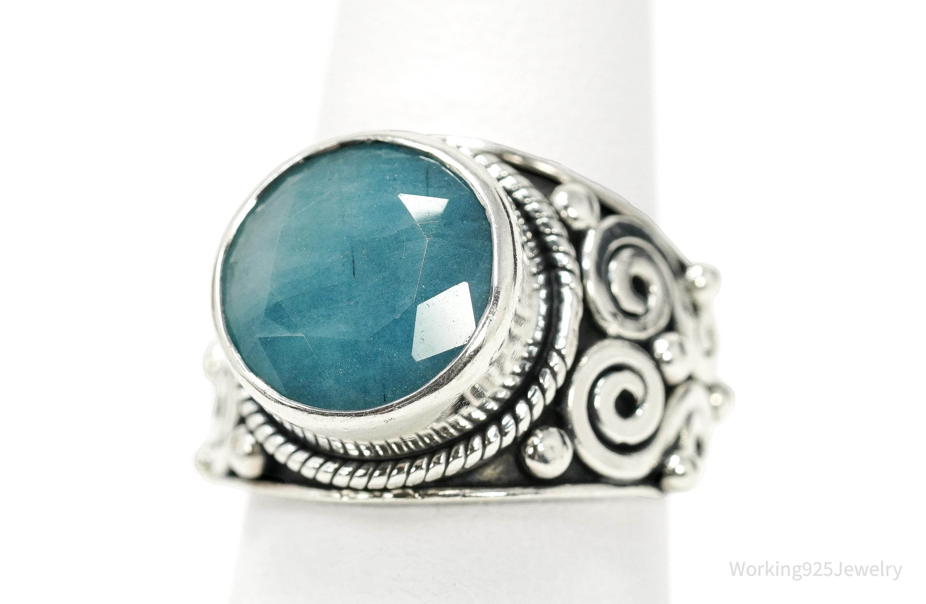 Vintage Samuel J Benham BJC Aquamarine Sterling Silver Ring - Size 6.25