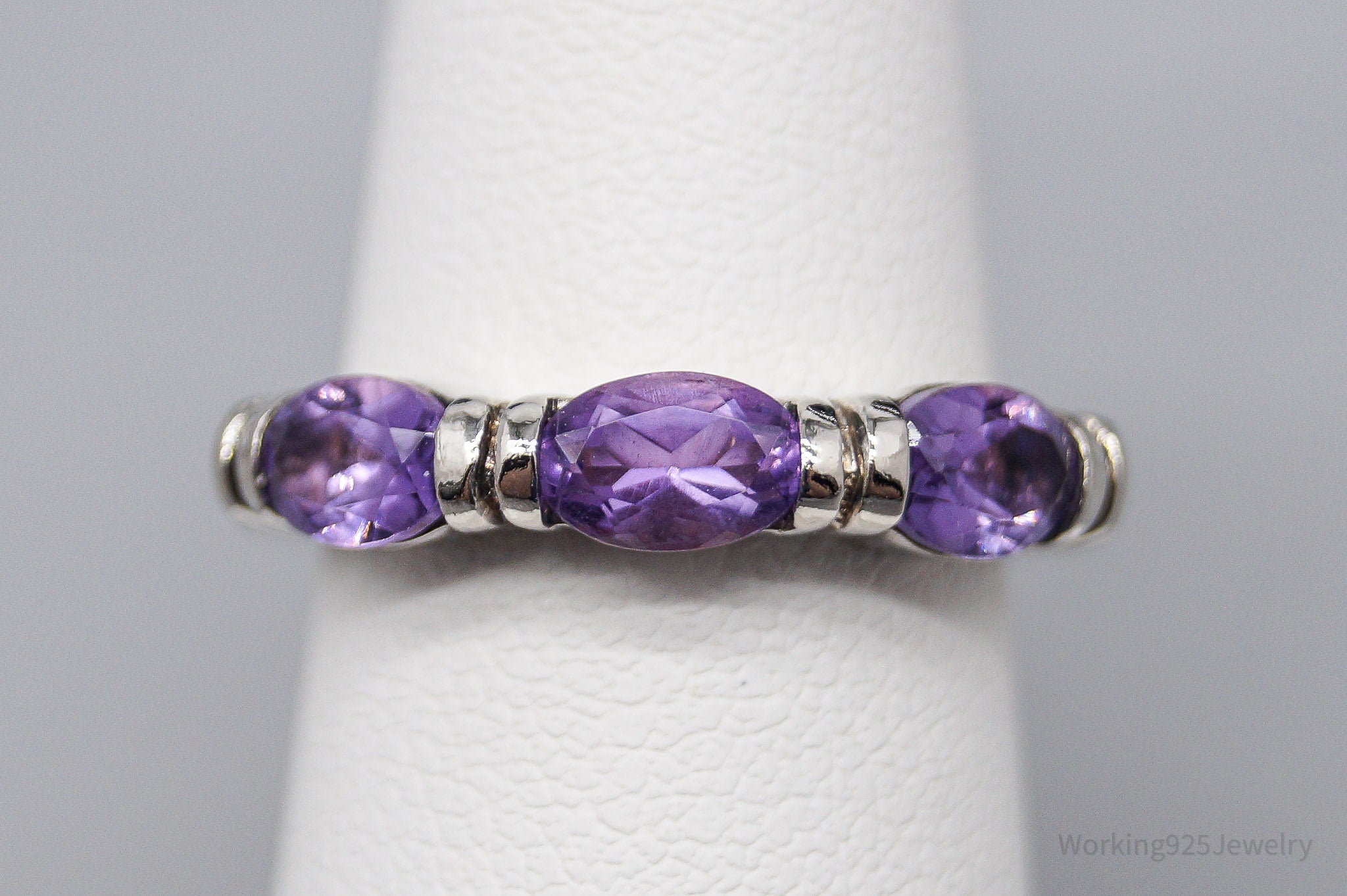 Vintage Amethyst Sterling Silver Ring - Size 6