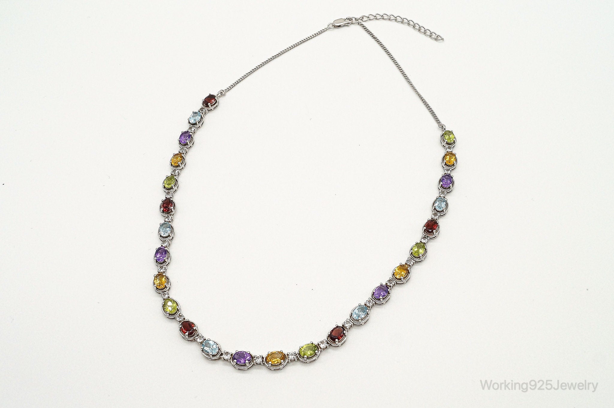 Vintage Multi Stone Sterling Silver Necklace