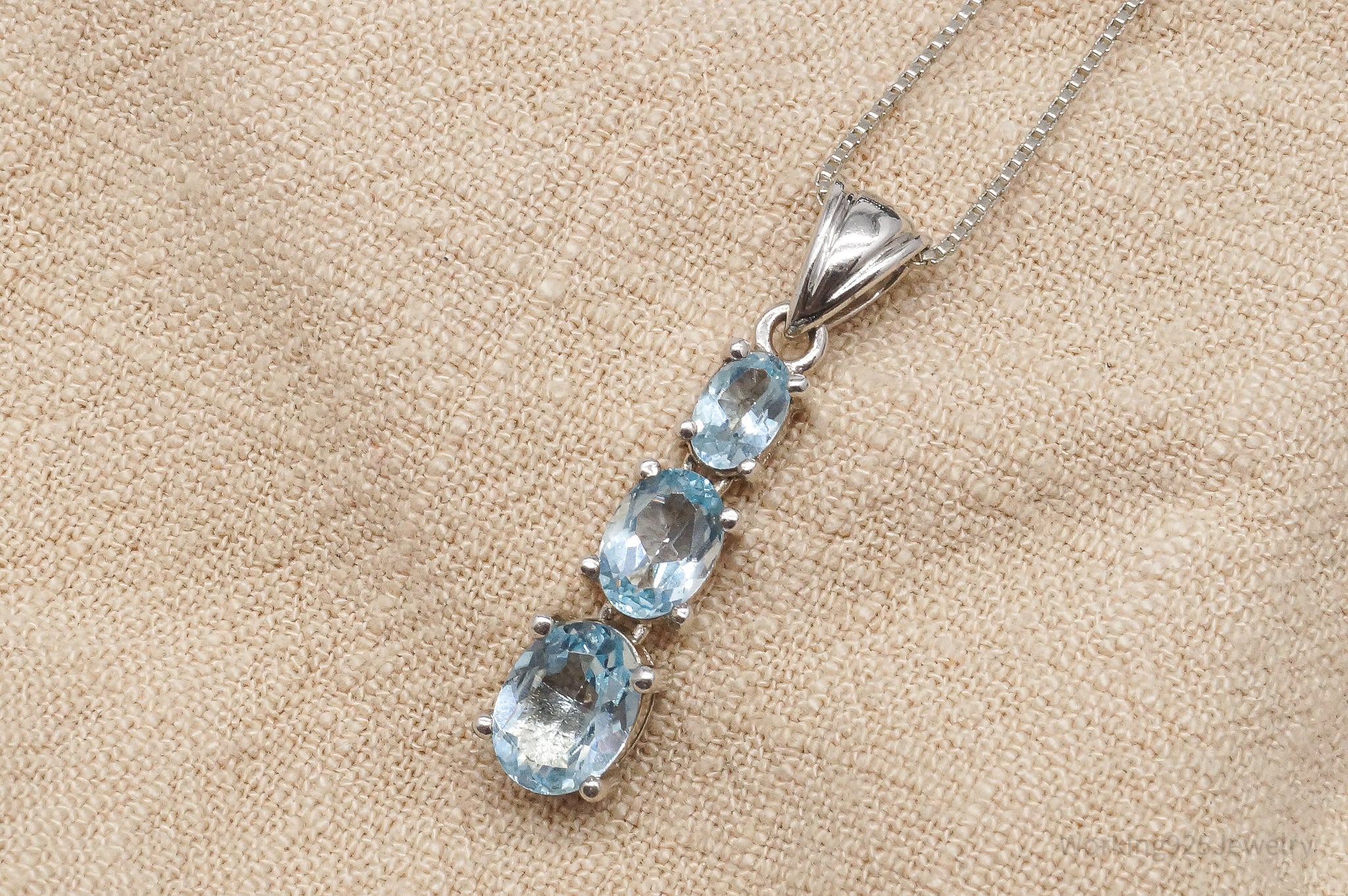 Vintage Blue Topaz Sterling Silver Necklace 18"
