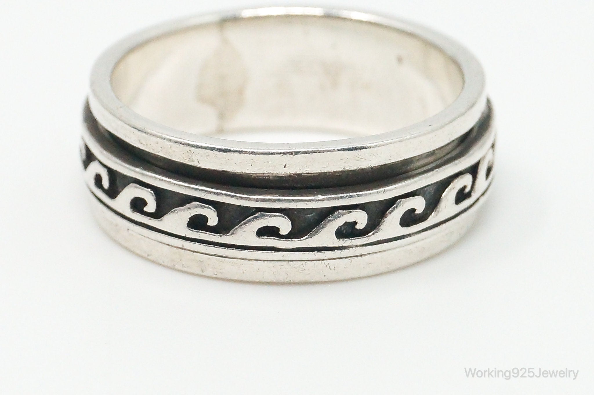 Vintage Southwestern Style Waves Sterling Silver Spinner Ring - Size 9.5