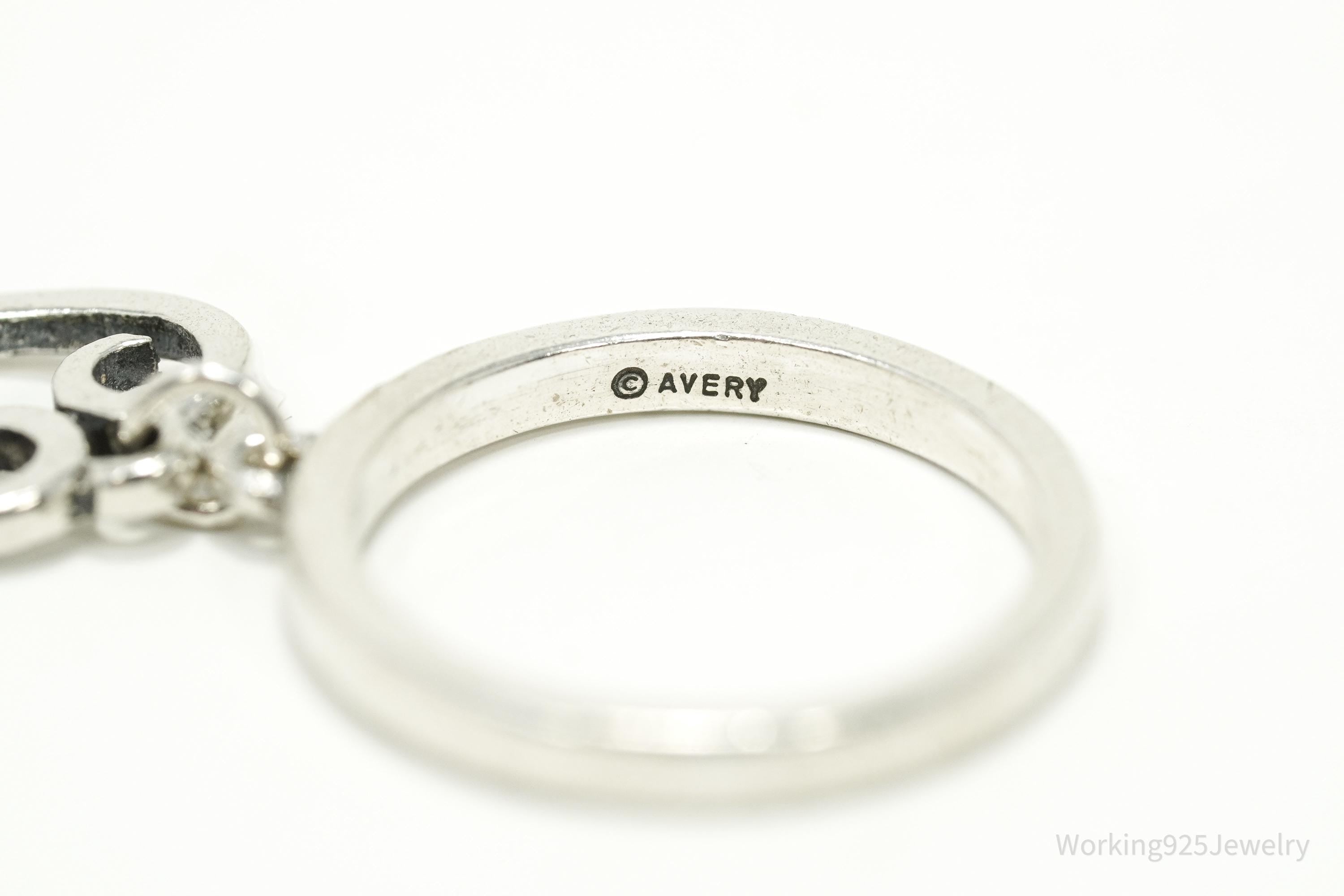 RARE Vintage JAMES AVERY Retired Scrolled Heart Charm Sterling Silver Ring Size 4.25