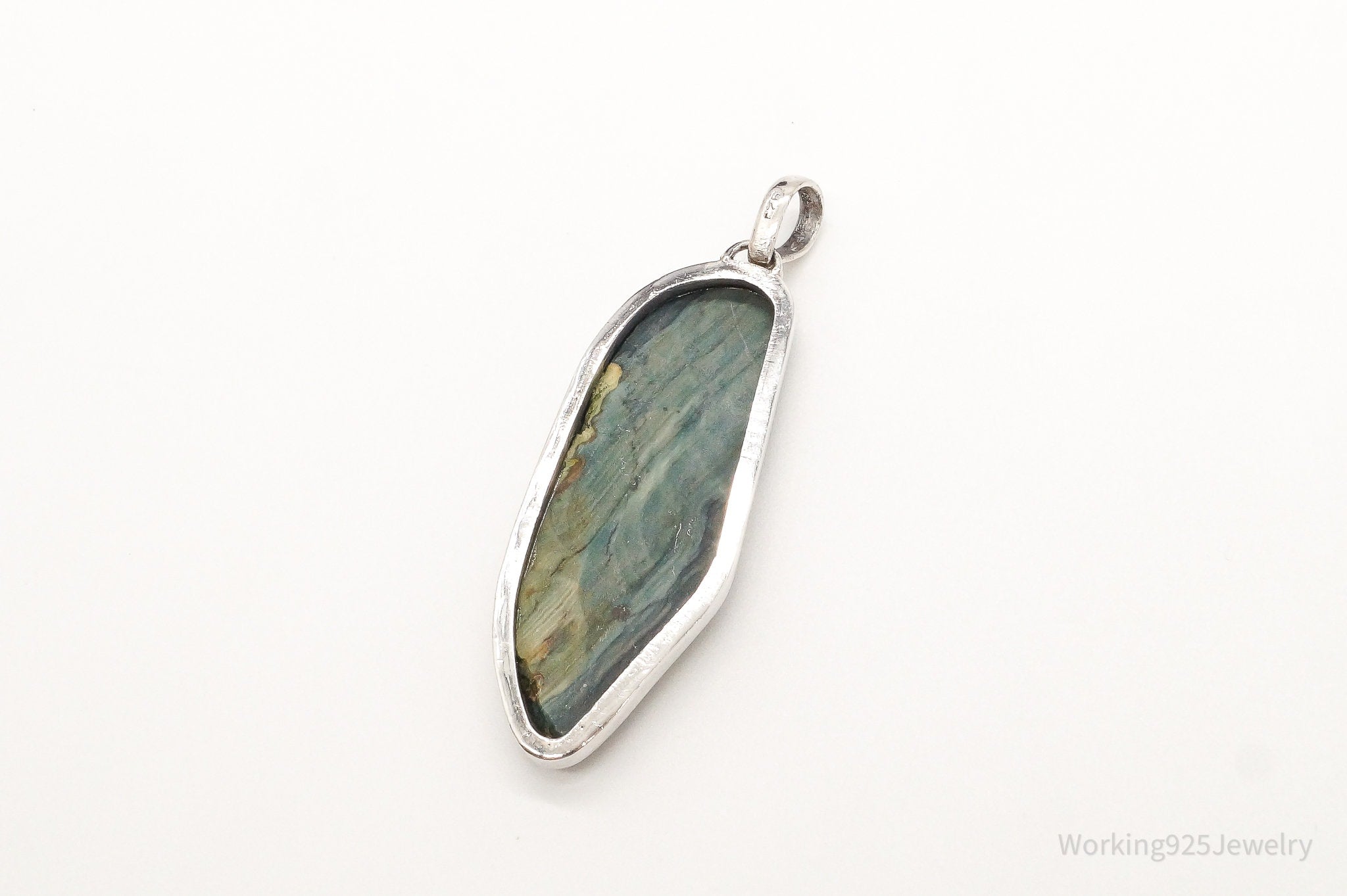 Vintage Large Jasper Sterling Silver Pendant