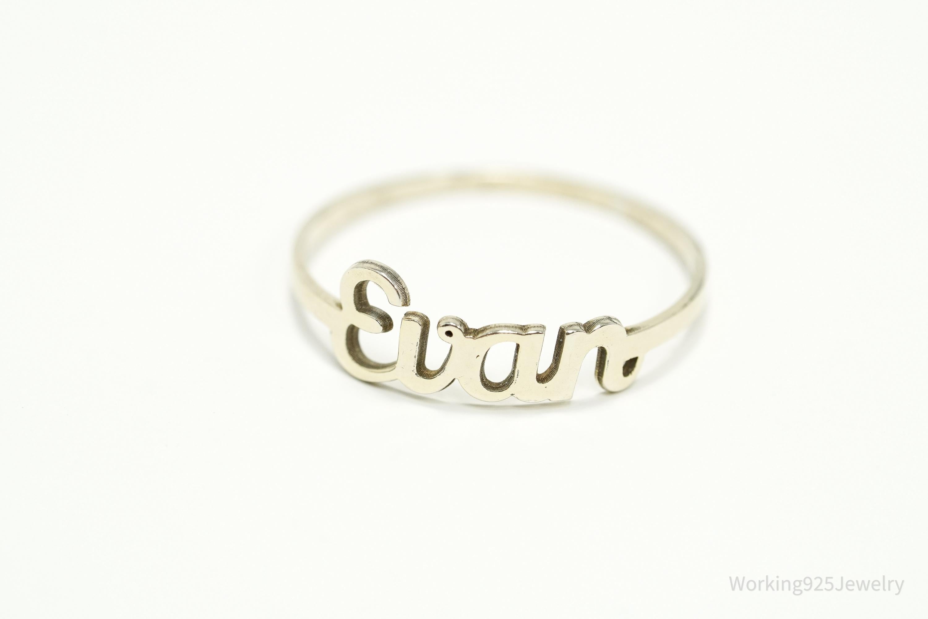 Vintage "Evan" Gold Vermeil Sterling Silver Name Ring - Size 9.25