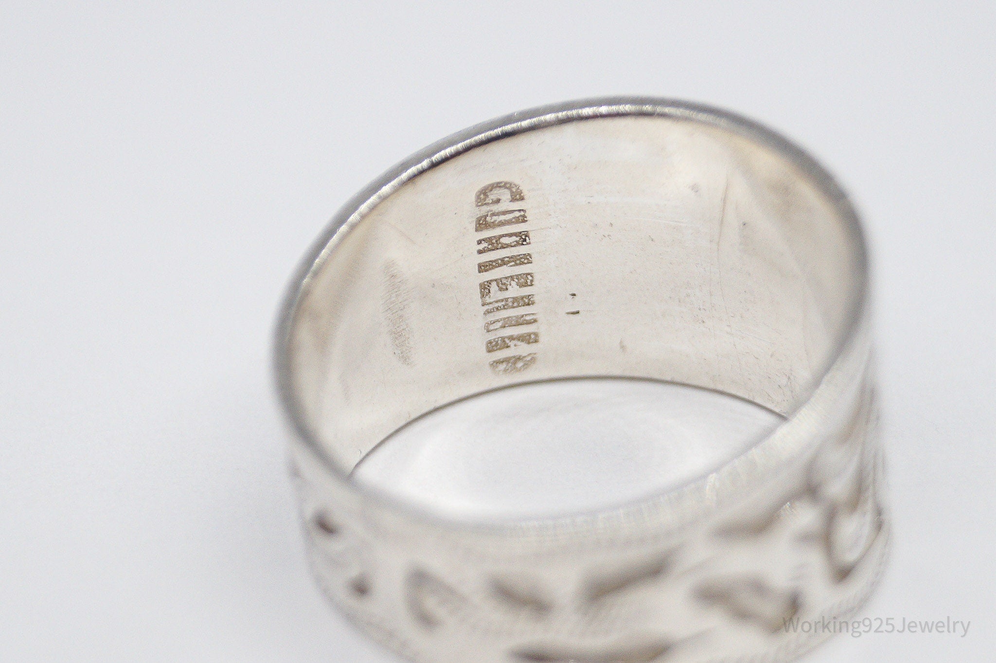 Vintage Guatemala 900 Silver Band Ring Size 9