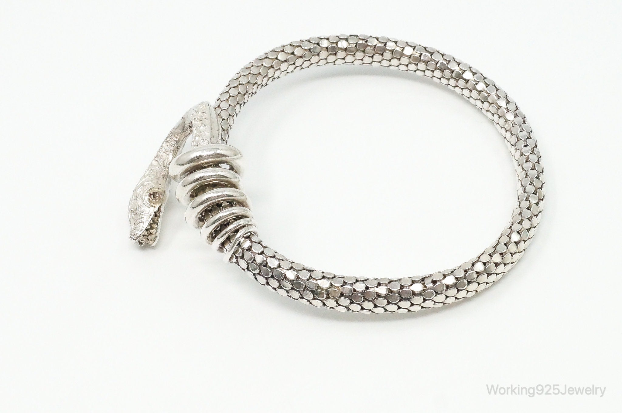 Vintage Designer W & D Snake Sterling Silver Expanding Bracelet