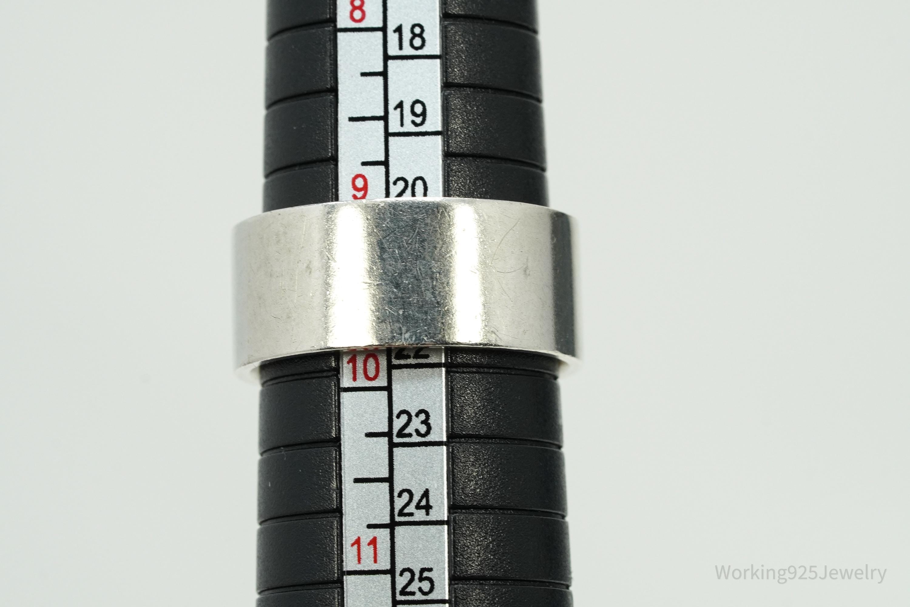 Vintage Large Green Cubic Zirconia Silver Ring - Size 9.75