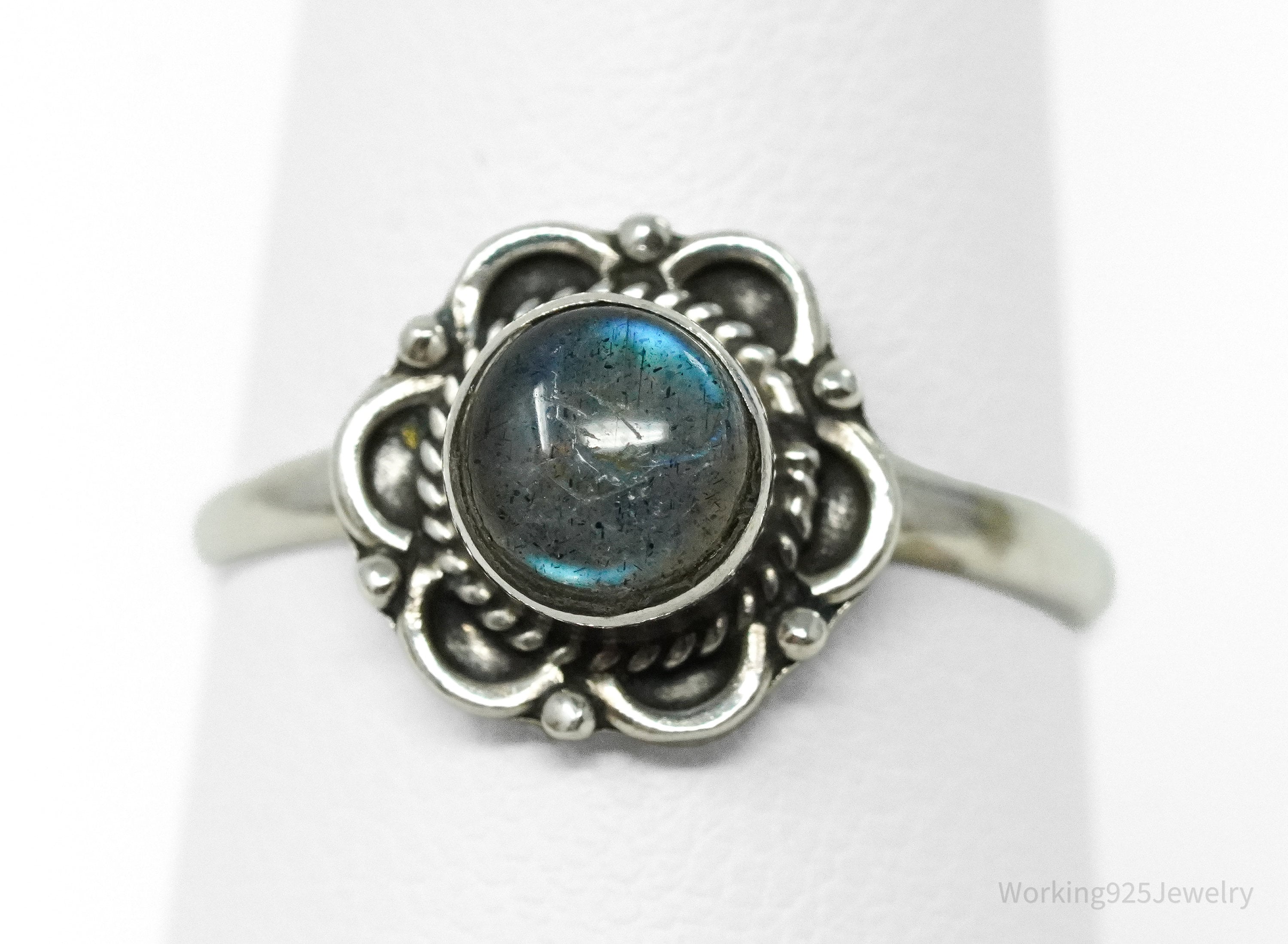 Vintage Labradorite Sterling Silver Ring - Size 7.5
