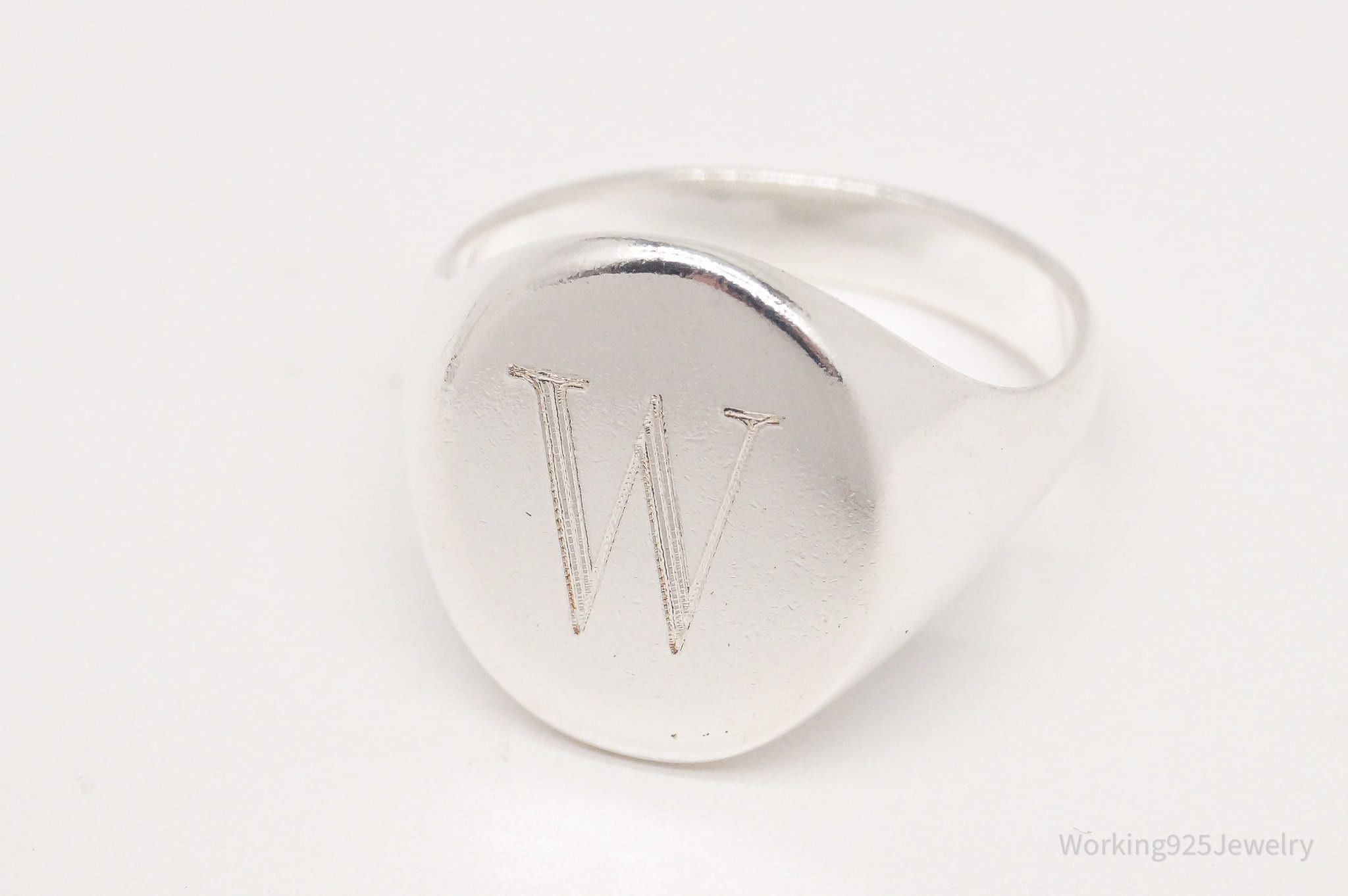 Vintage "W" "M" Letter Initial Sterling Silver Ring - Size 6