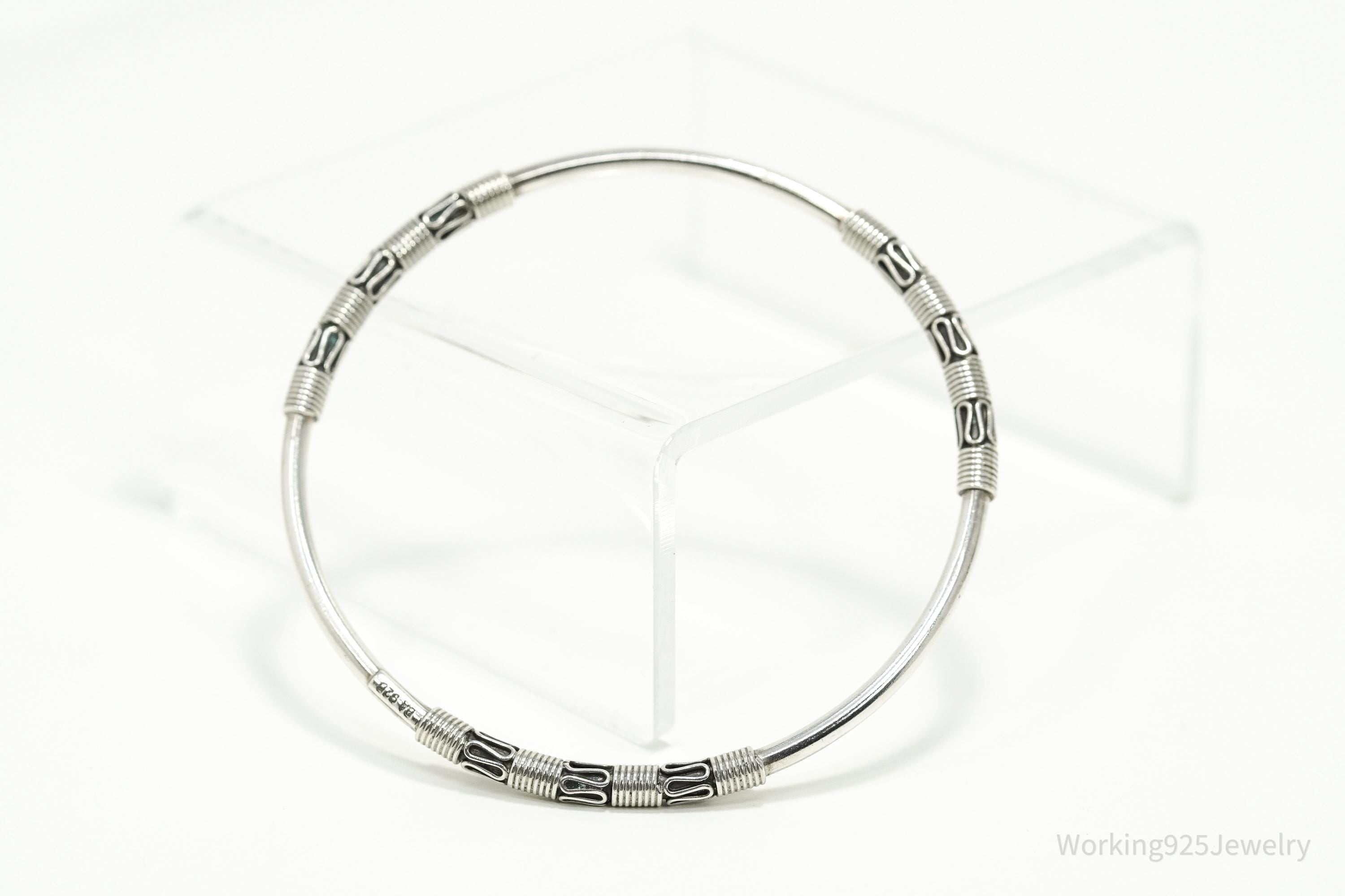 Vintage Designer BA Suarti Sterling Silver Bangle Bracelet 7 15/16"
