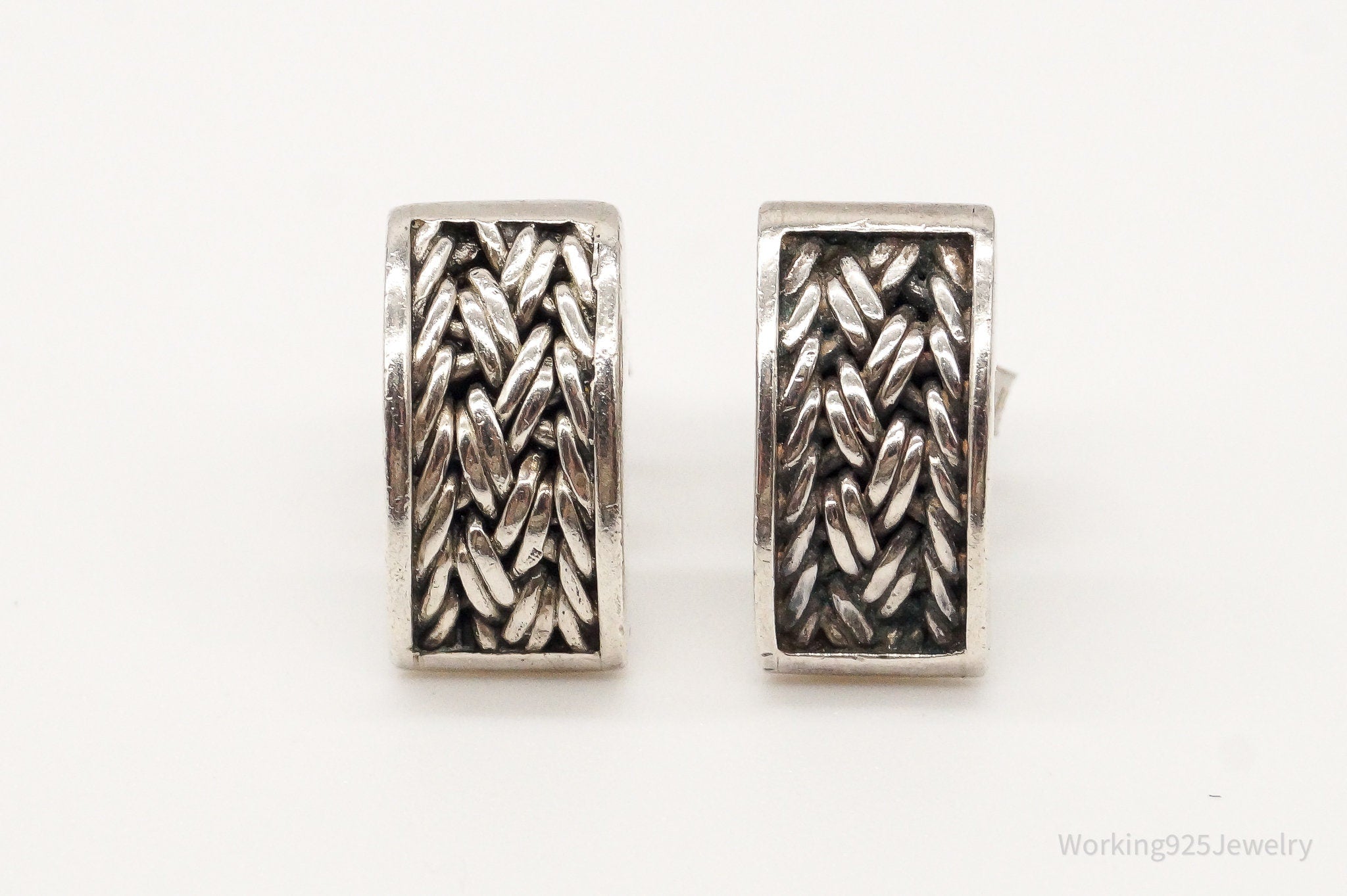 Designer Lois Hill Woven Sterling Silver Earrings