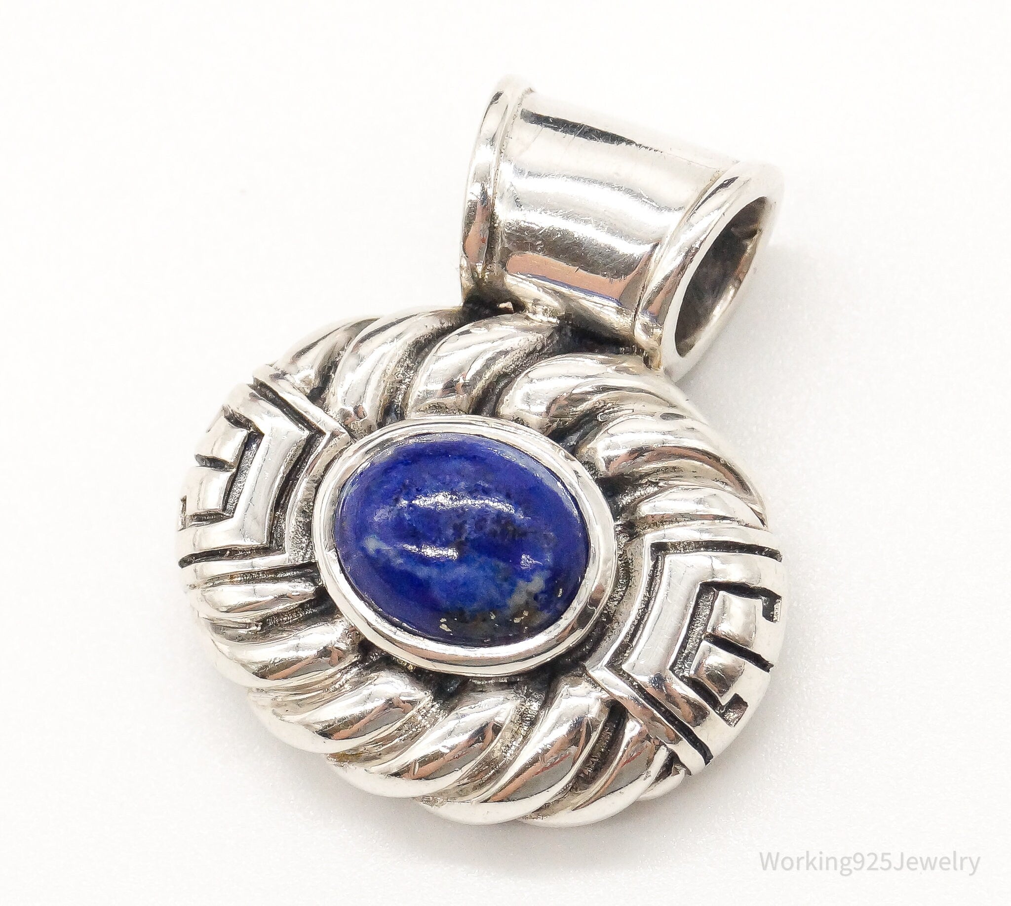 Designer CNA Blue Lapis Lazuli Sterling Silver Pendant