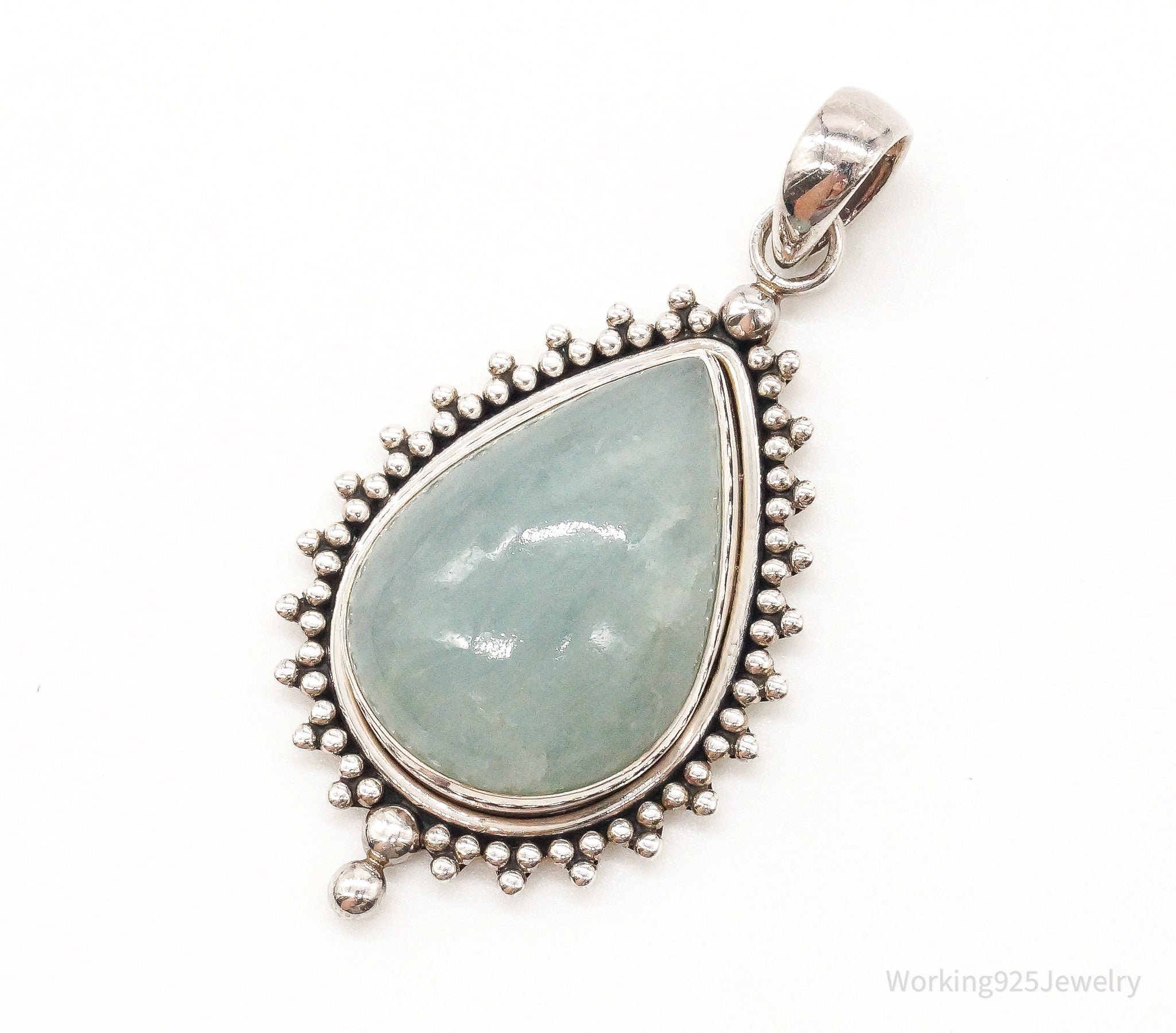 Large India Designer Doug Paulus Aventurine Sterling Silver Pendant