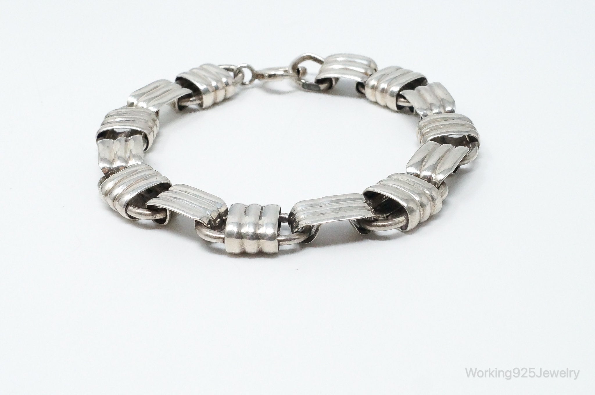 Vintage Designer Napier Modern Large Links Sterling Silver Bracelet