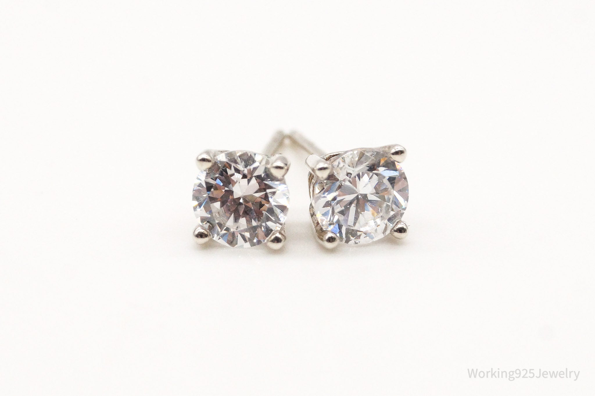 Vintage Cubic Zirconia Sterling Silver Earrings