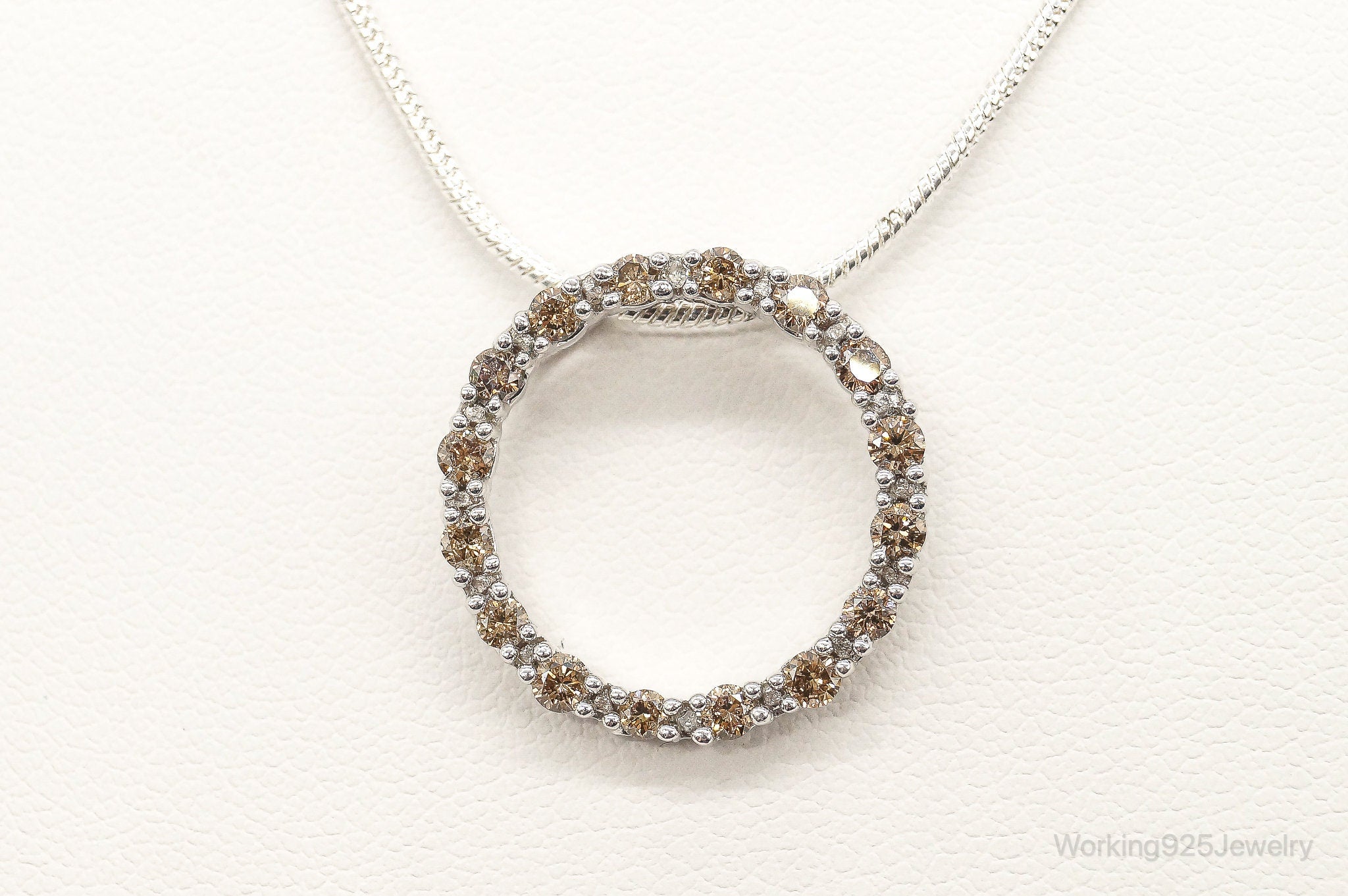 Designer JWBR White & Champagne Diamond Sterling Silver Necklace