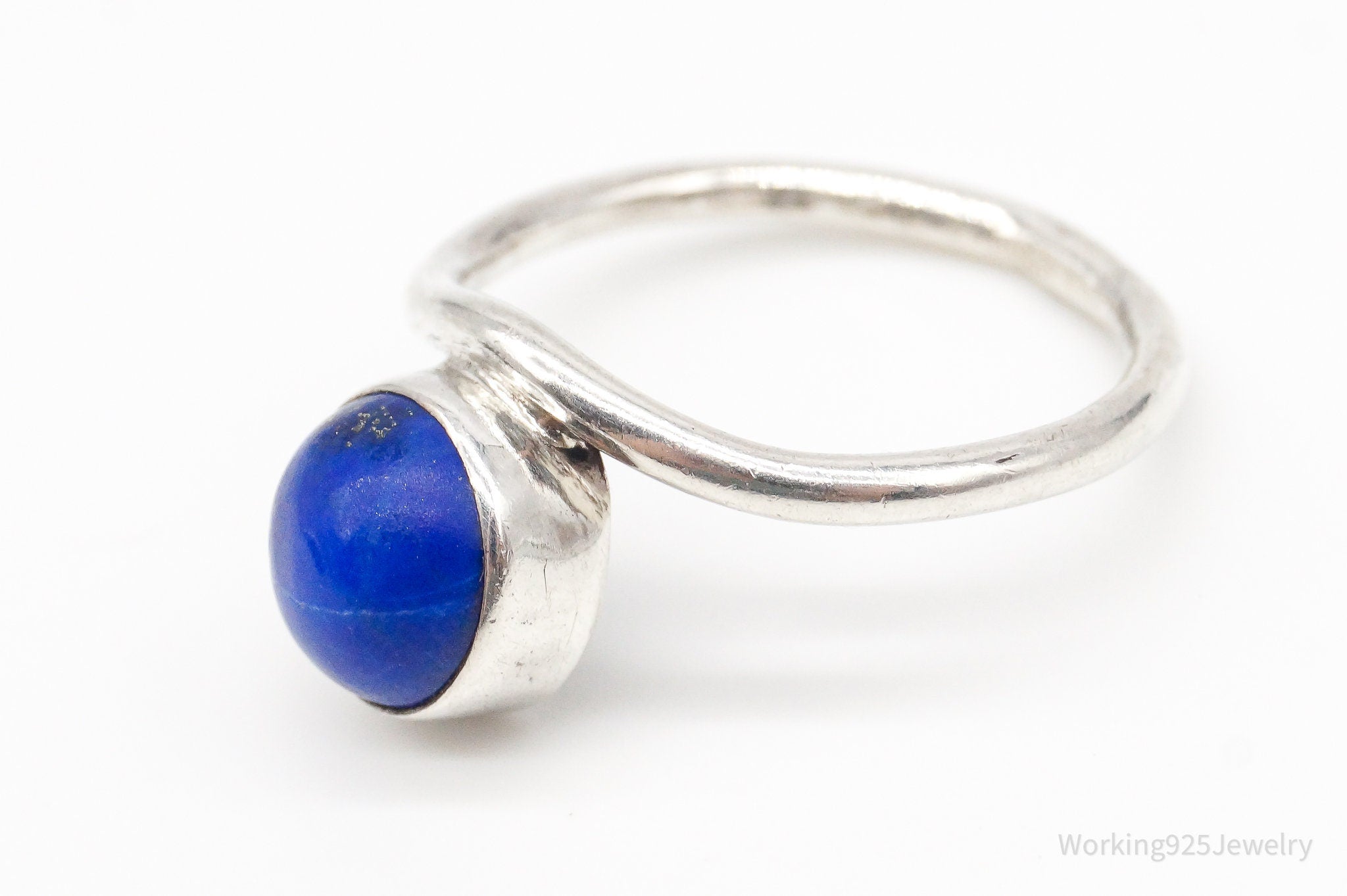 Vintage Blue Lapis Lazuli Sterling Silver Ring - Size 6.5