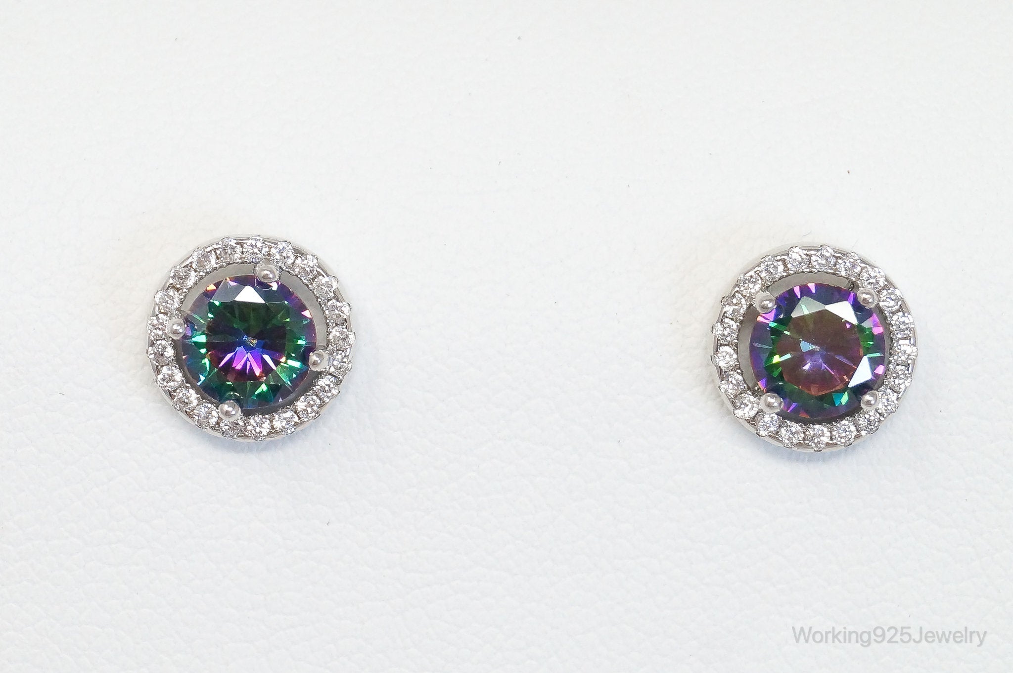 Mystic Topaz Cubic Zirconia Sterling Silver Stud Post Earrings