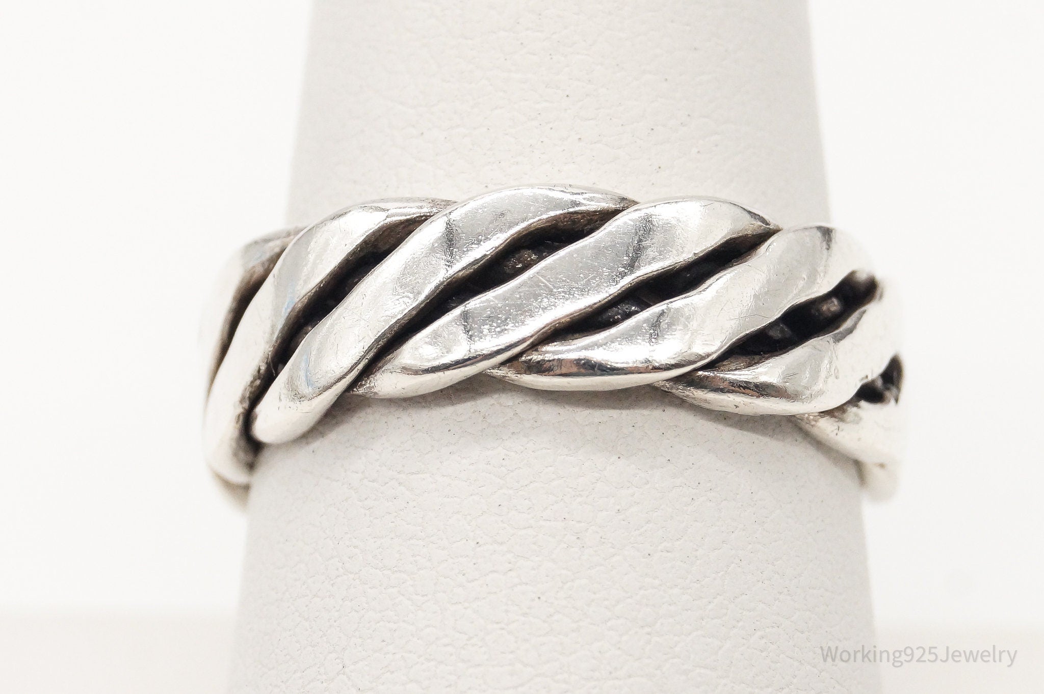 Vintage Cable Twist Sterling Silver Band Ring - Size 8.75