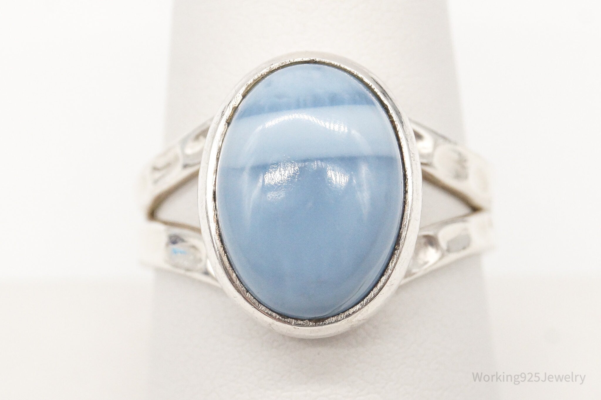 Vintage Blue Stone Sterling Silver Ring - Size 8.5