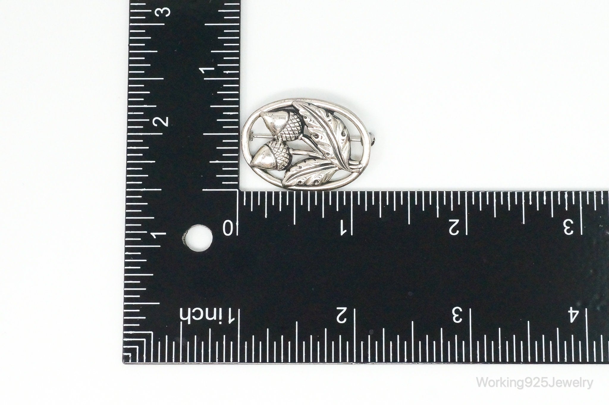 Antique Acorns Sterling Silver Brooch Pin
